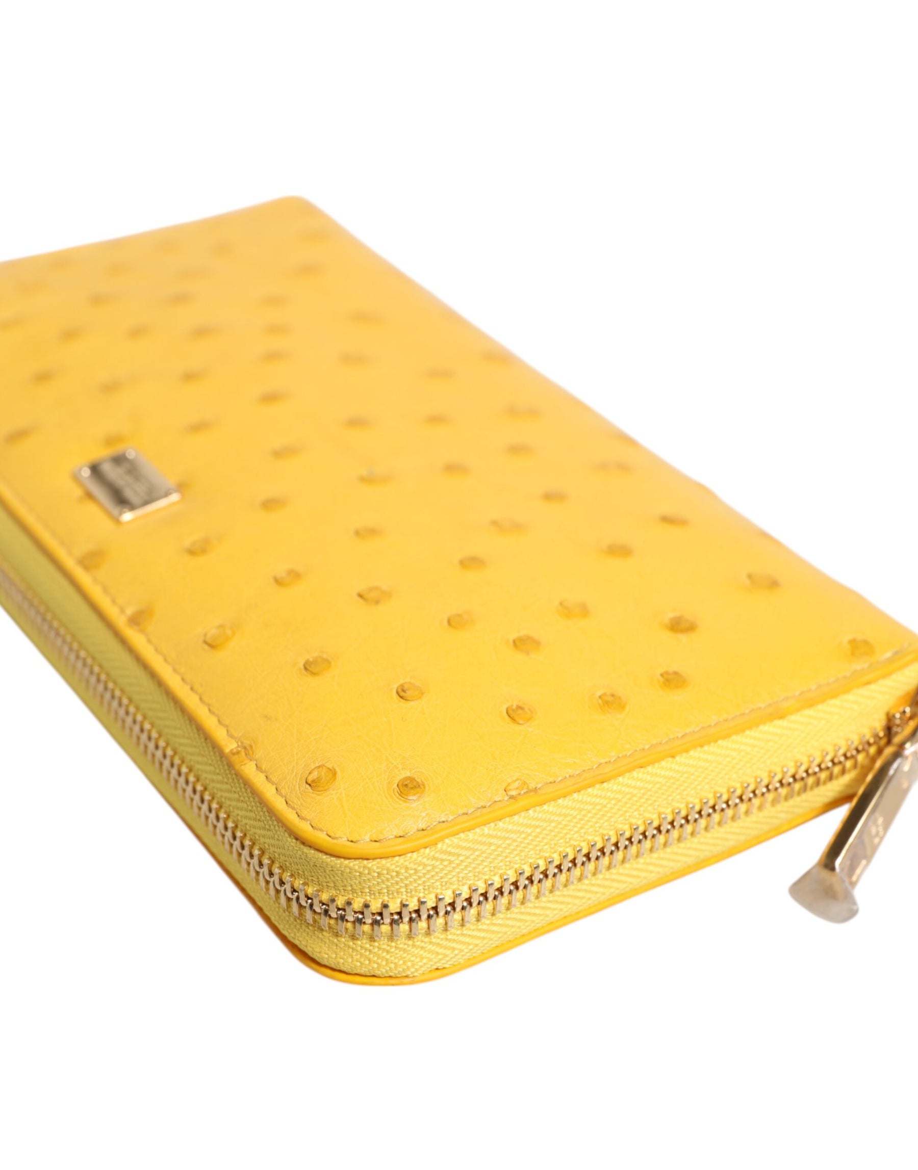 Dolce & Gabbana Yellow Leather Logo Plaque Zip Around Continental Wallet | Regal Royce