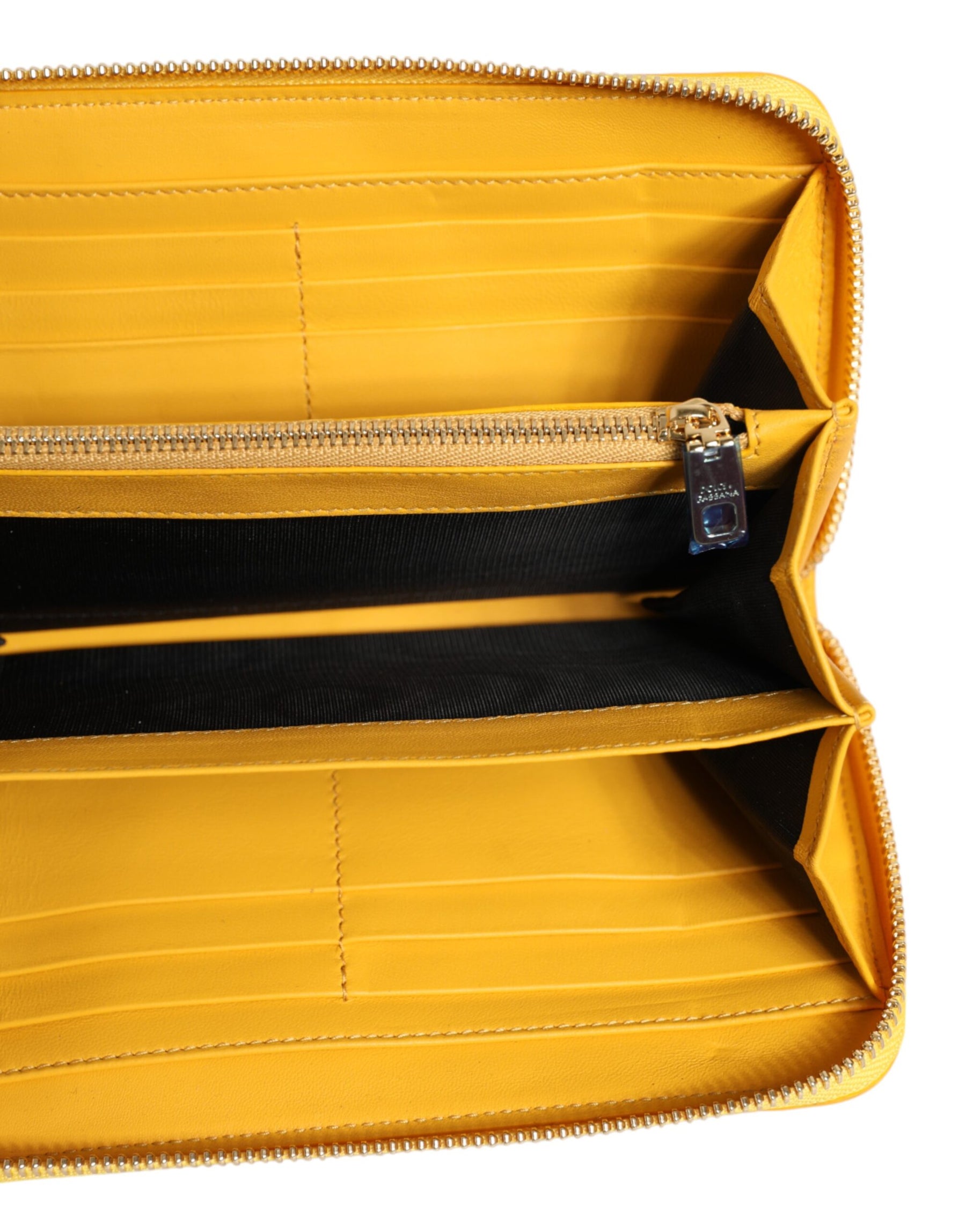 Dolce & Gabbana Yellow Leather Logo Plaque Zip Around Continental Wallet | Regal Royce