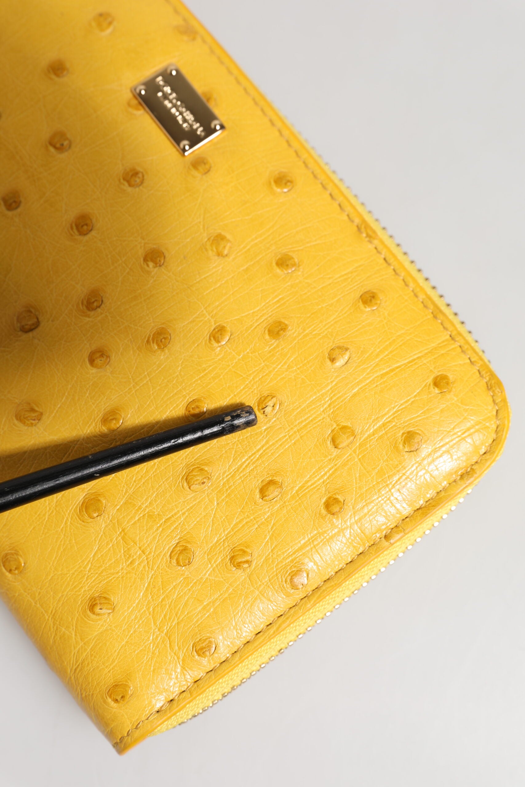 Dolce & Gabbana Yellow Leather Logo Plaque Zip Around Continental Wallet | Regal Royce