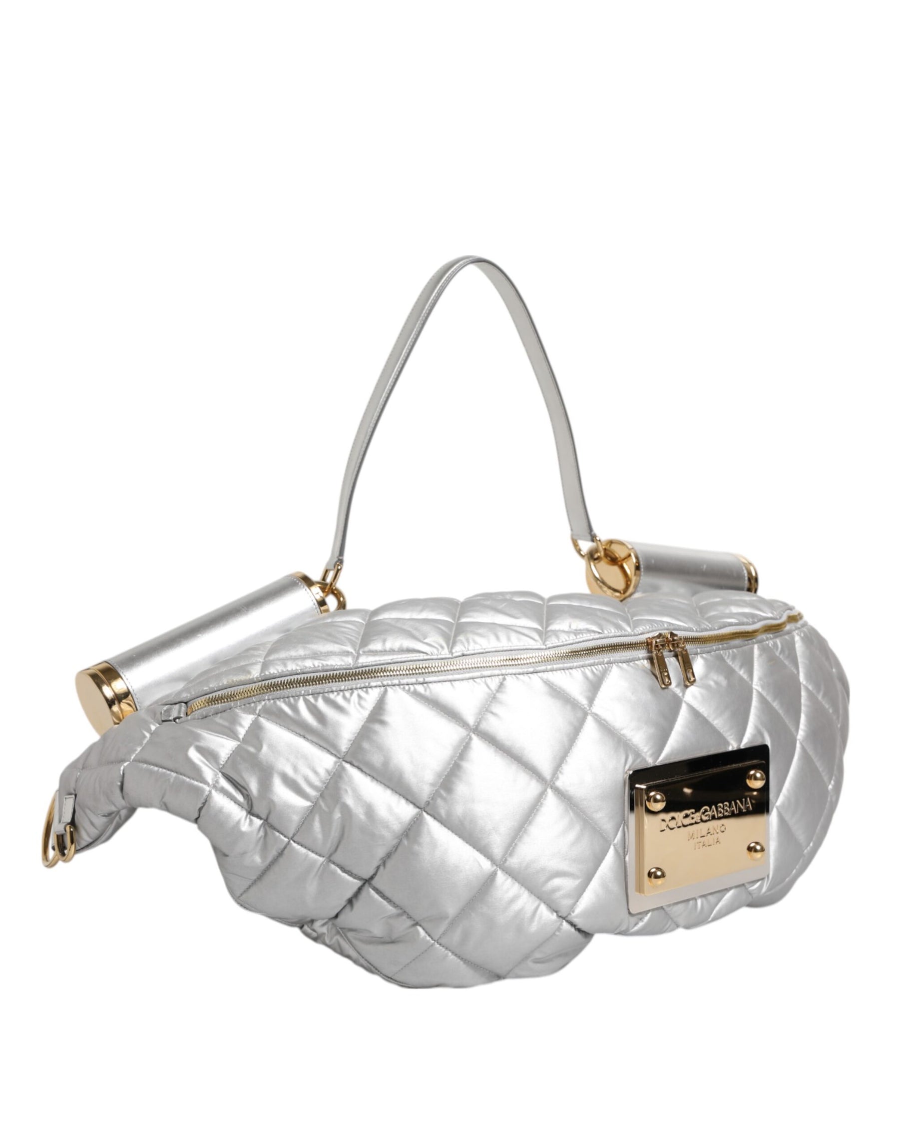 Dolce & Gabbana Silver Quilted Filled Crossbody Shoulder Bag SICILY Bag | Regal Royce
