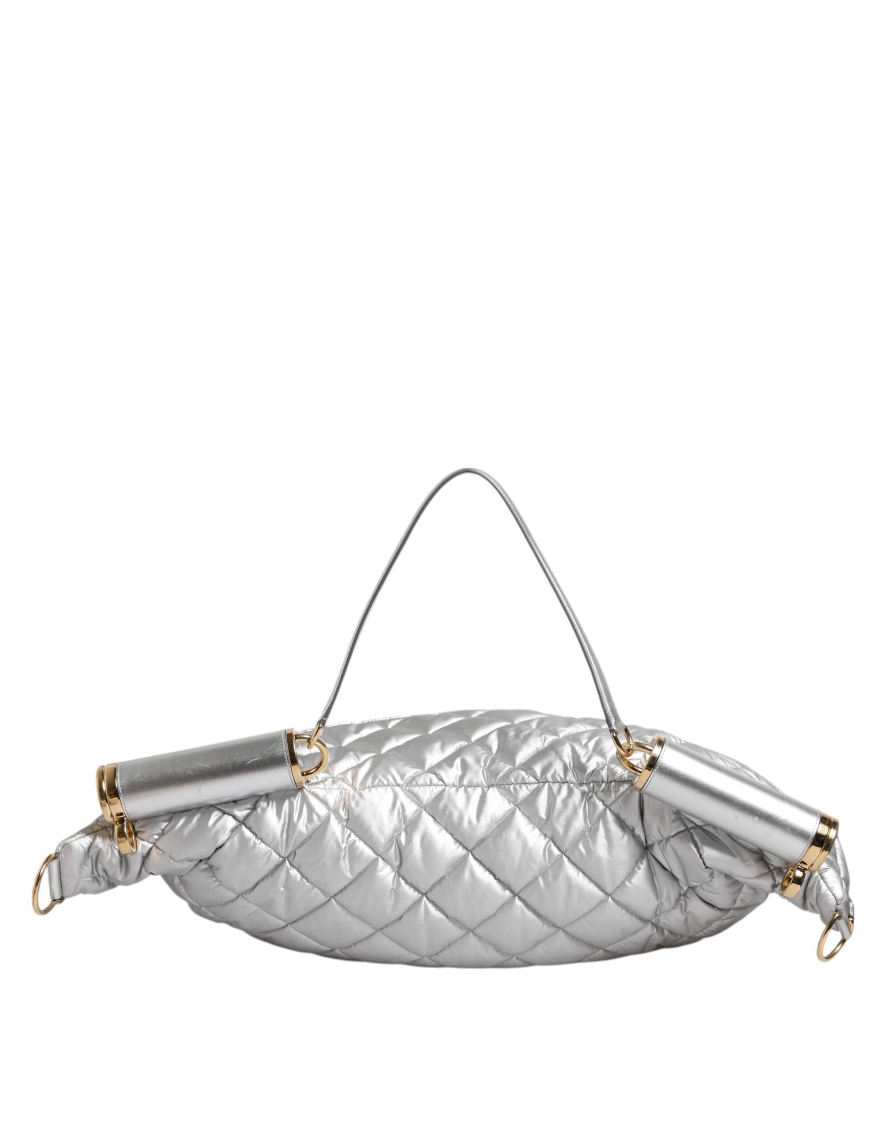 Dolce & Gabbana Silver Quilted Filled Crossbody Shoulder Bag SICILY Bag | Regal Royce