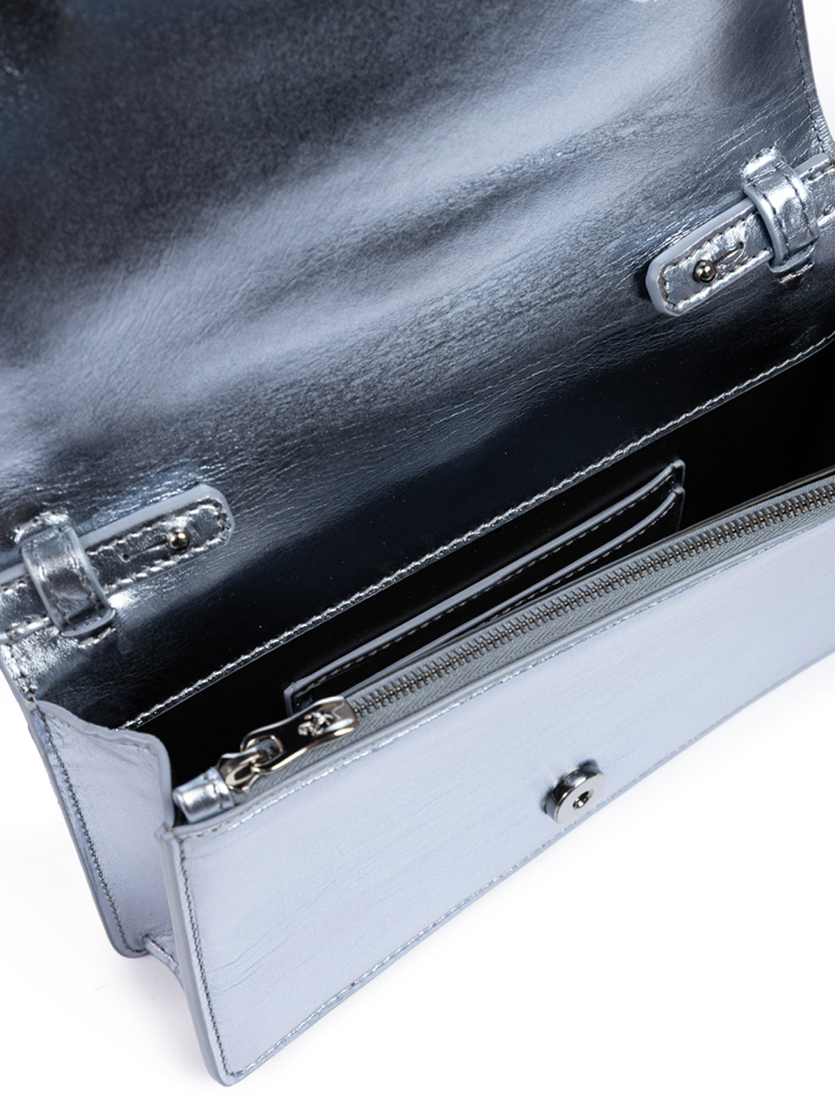 Ferrari Metal light blue GT patent leather bag with chain | Regal Royce