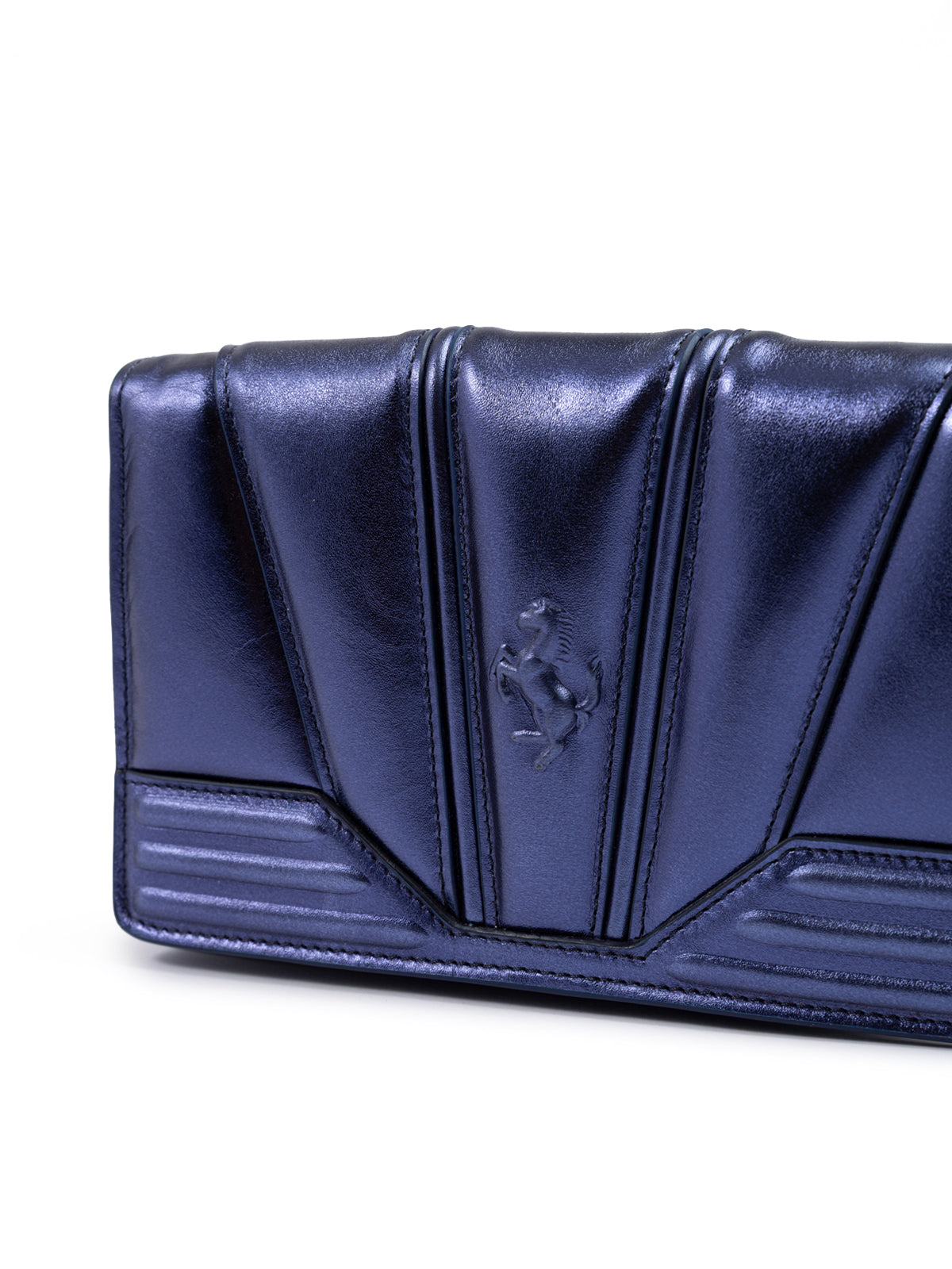 Ferrari Metal blue GT patent leather bag with chain | Regal Royce