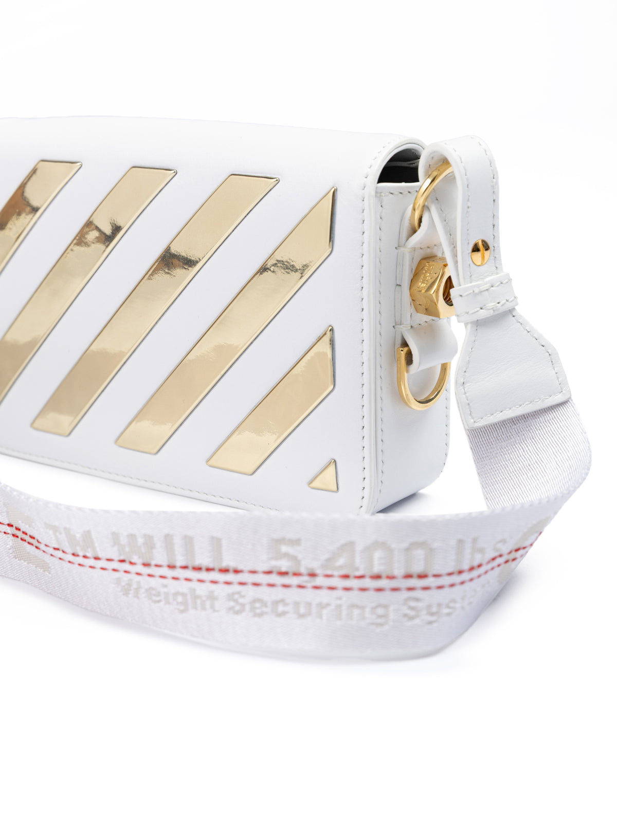 Off-White White/Gold  Metallic Stripe Mini Crossbody Bag | Regal Royce
