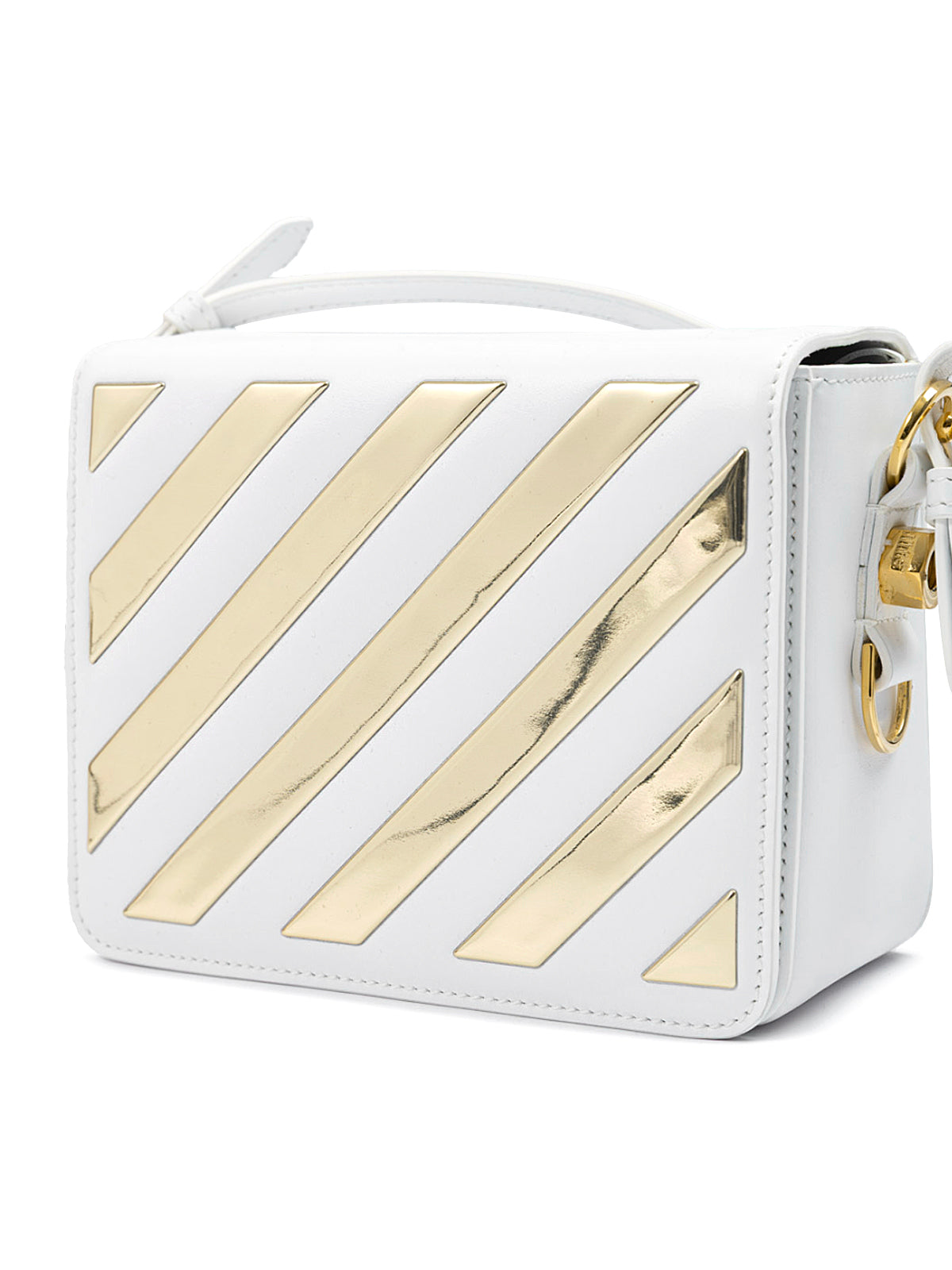 Off-White White/Gold  Metallic Stripe Crossbody Bag | Regal Royce