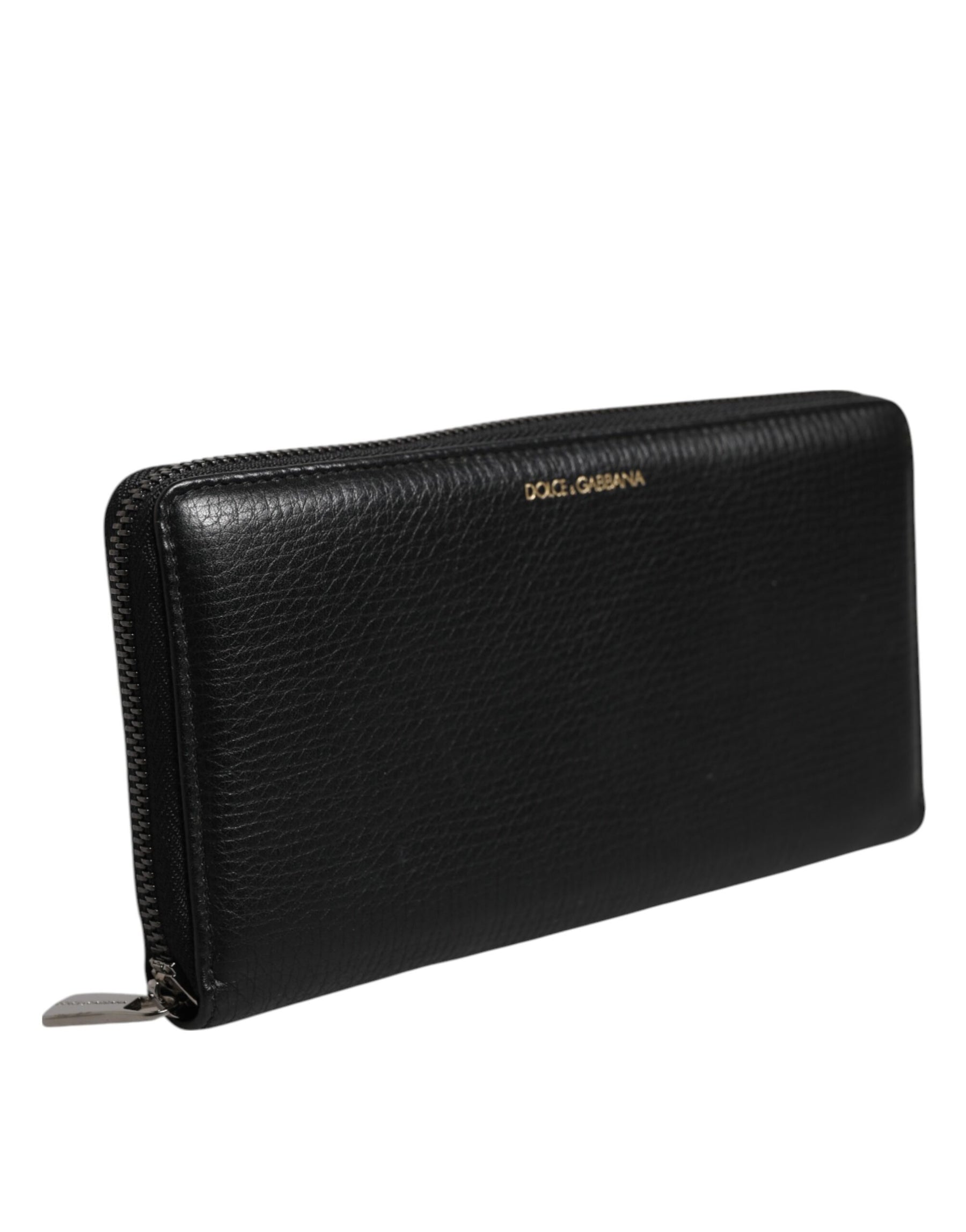 Dolce & Gabbana Black Calfskin Leather Logo Zip Around Continental Wallet | Regal Royce
