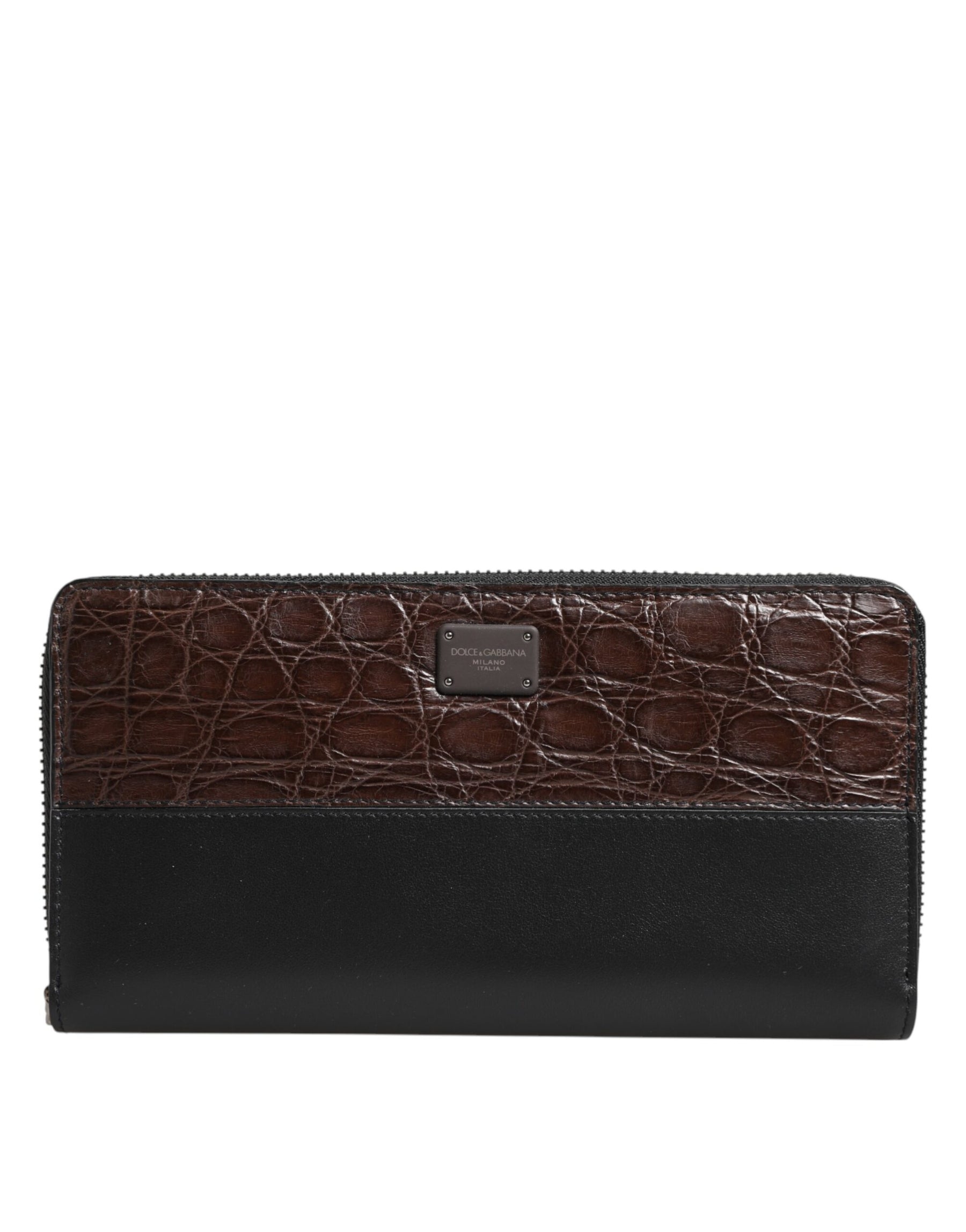 Dolce & Gabbana Black Brown Exotic Leather Men Continental Clutch Wallet | Regal Royce