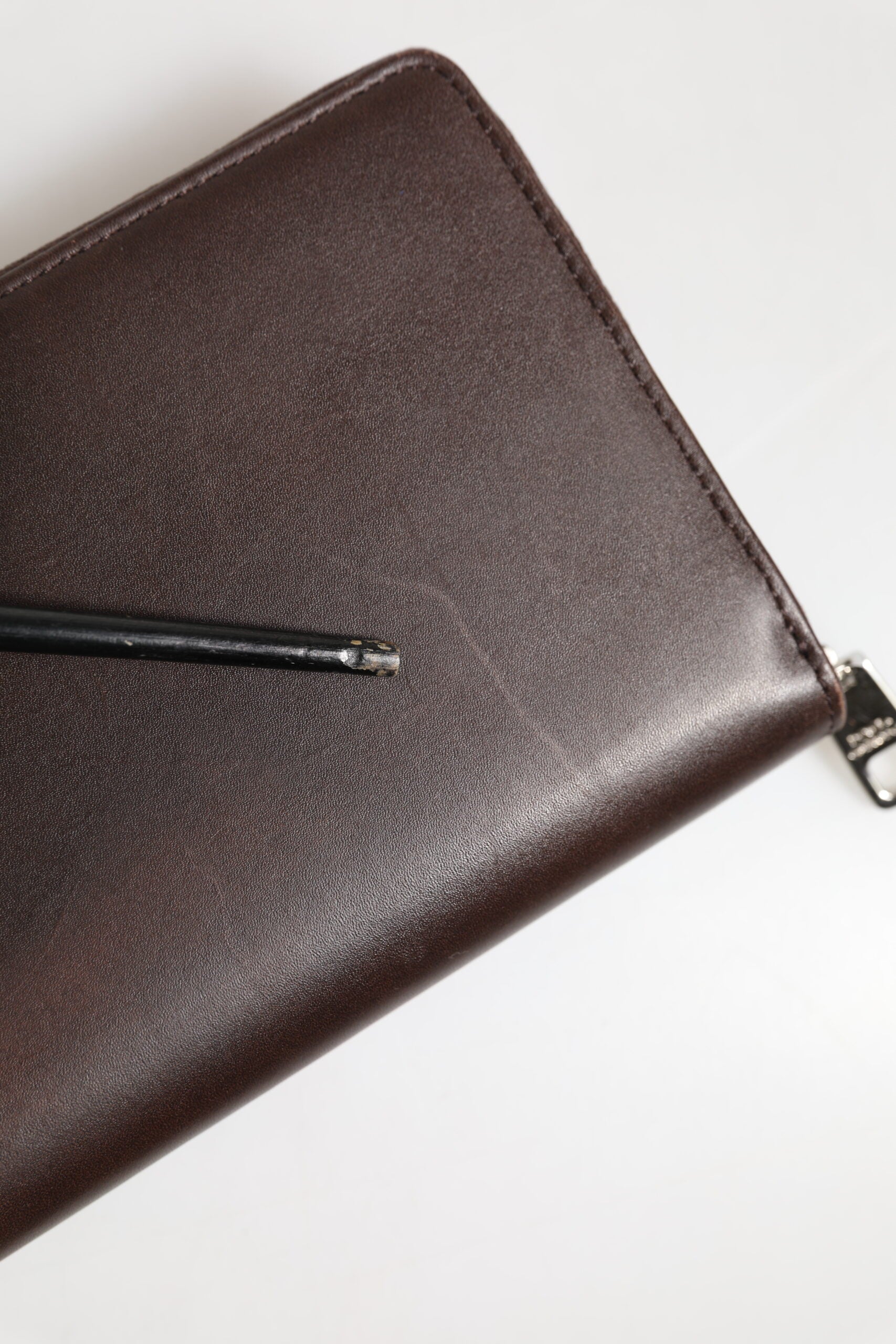 Dolce & Gabbana Brown Calfskin Leather Logo Zip Around Continental Wallet | Regal Royce