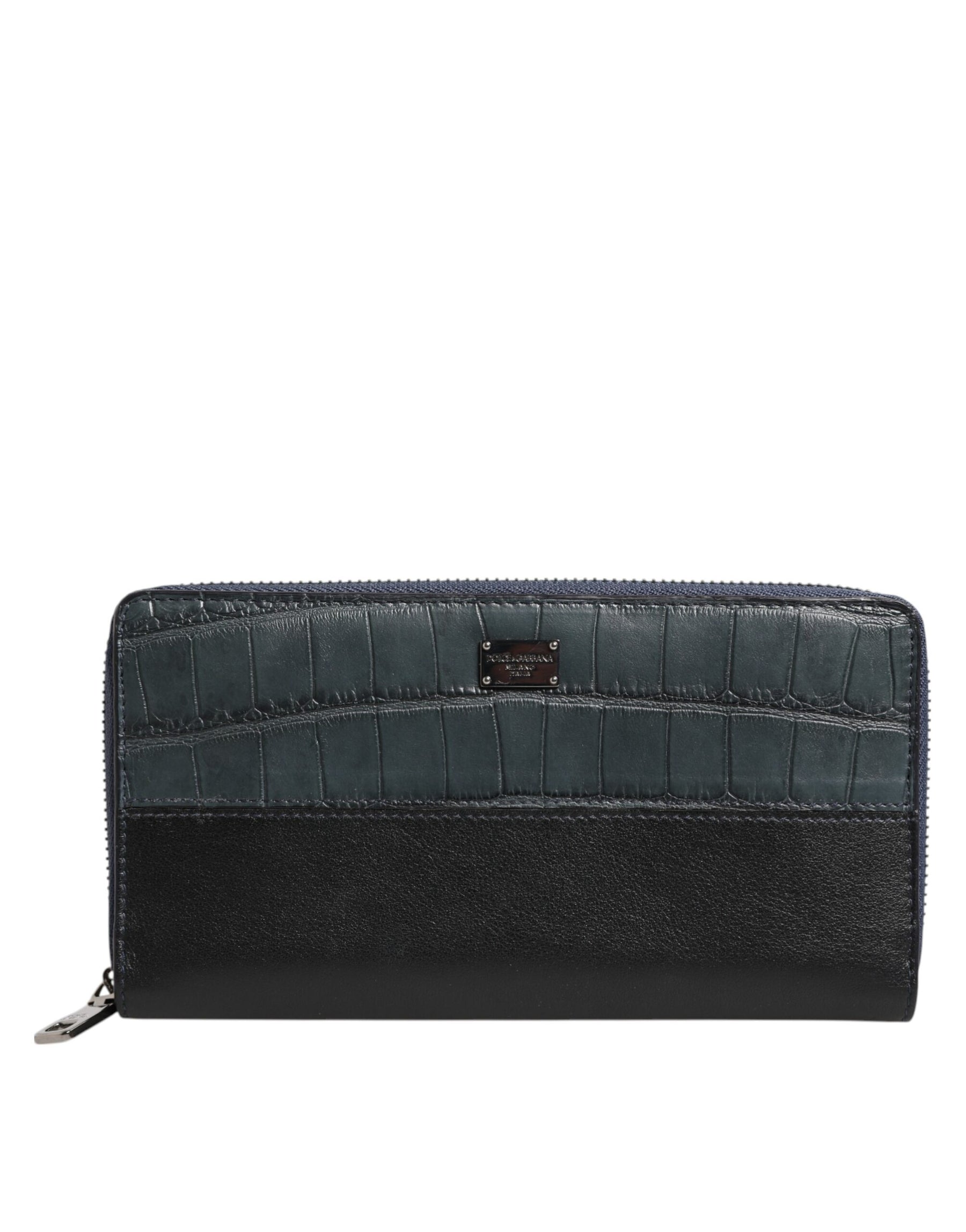 Dolce & Gabbana Black Blue Exotic Leather Men Continental Clutch Wallet | Regal Royce