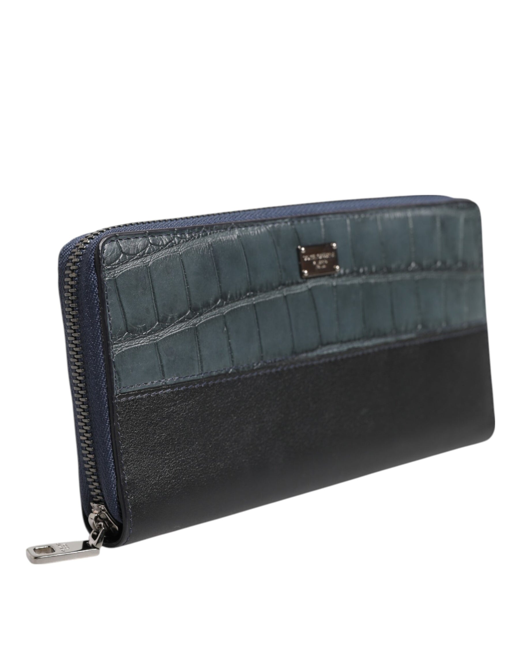 Dolce & Gabbana Black Blue Exotic Leather Men Continental Clutch Wallet | Regal Royce