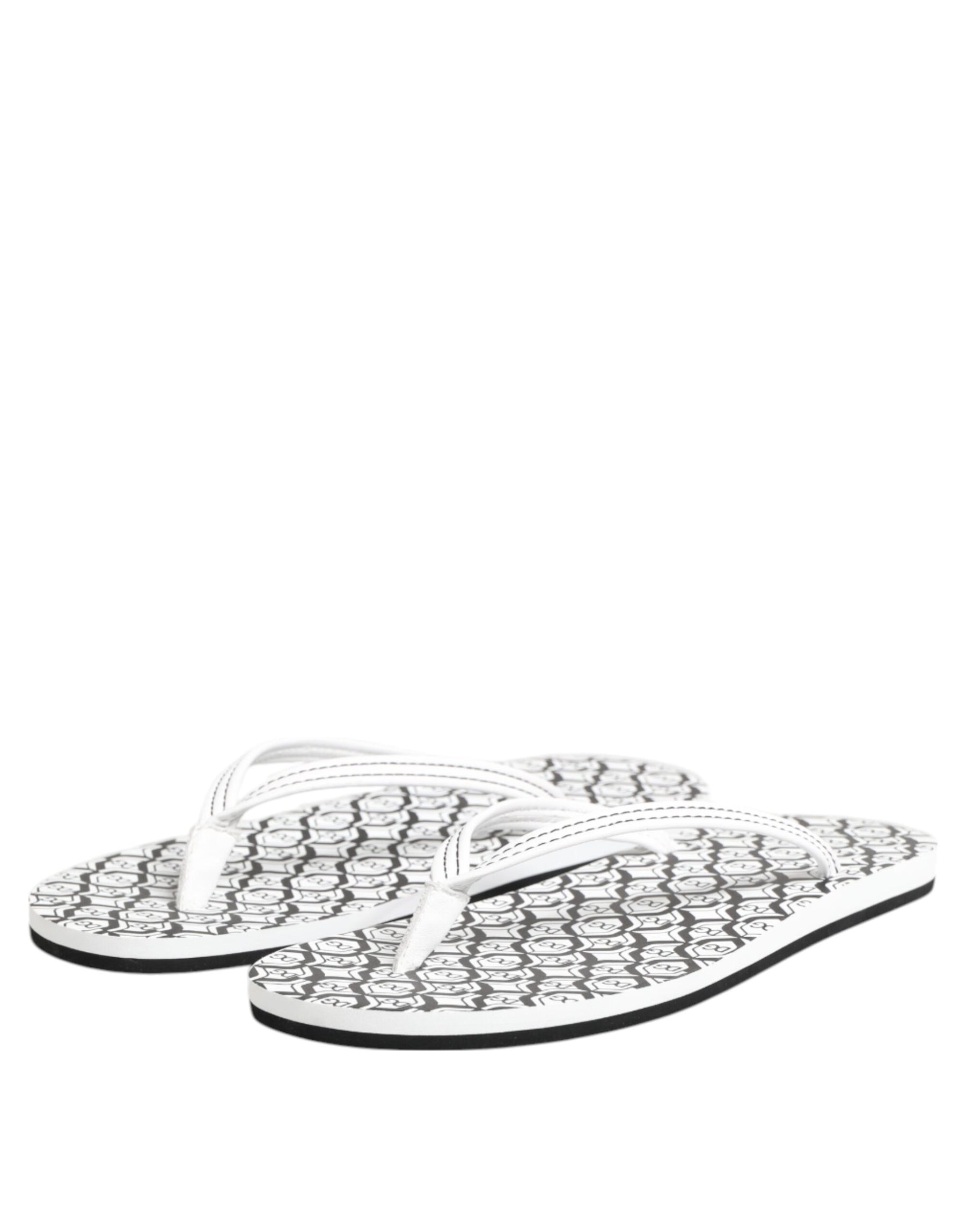 Dolce & Gabbana Black White Logo Beachwear Flats Slipper Shoes | Regal Royce