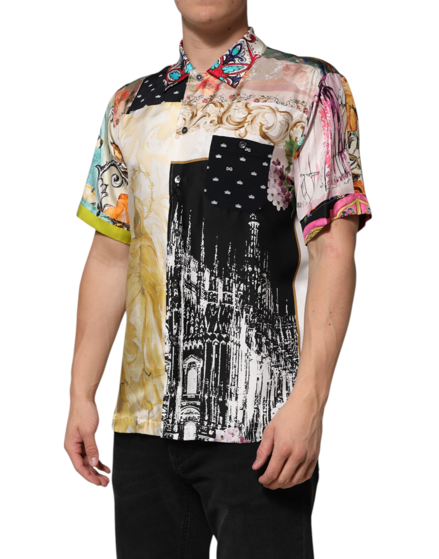 Dolce & Gabbana Multicolor Printed Button Down Casual Shirt | Regal Royce