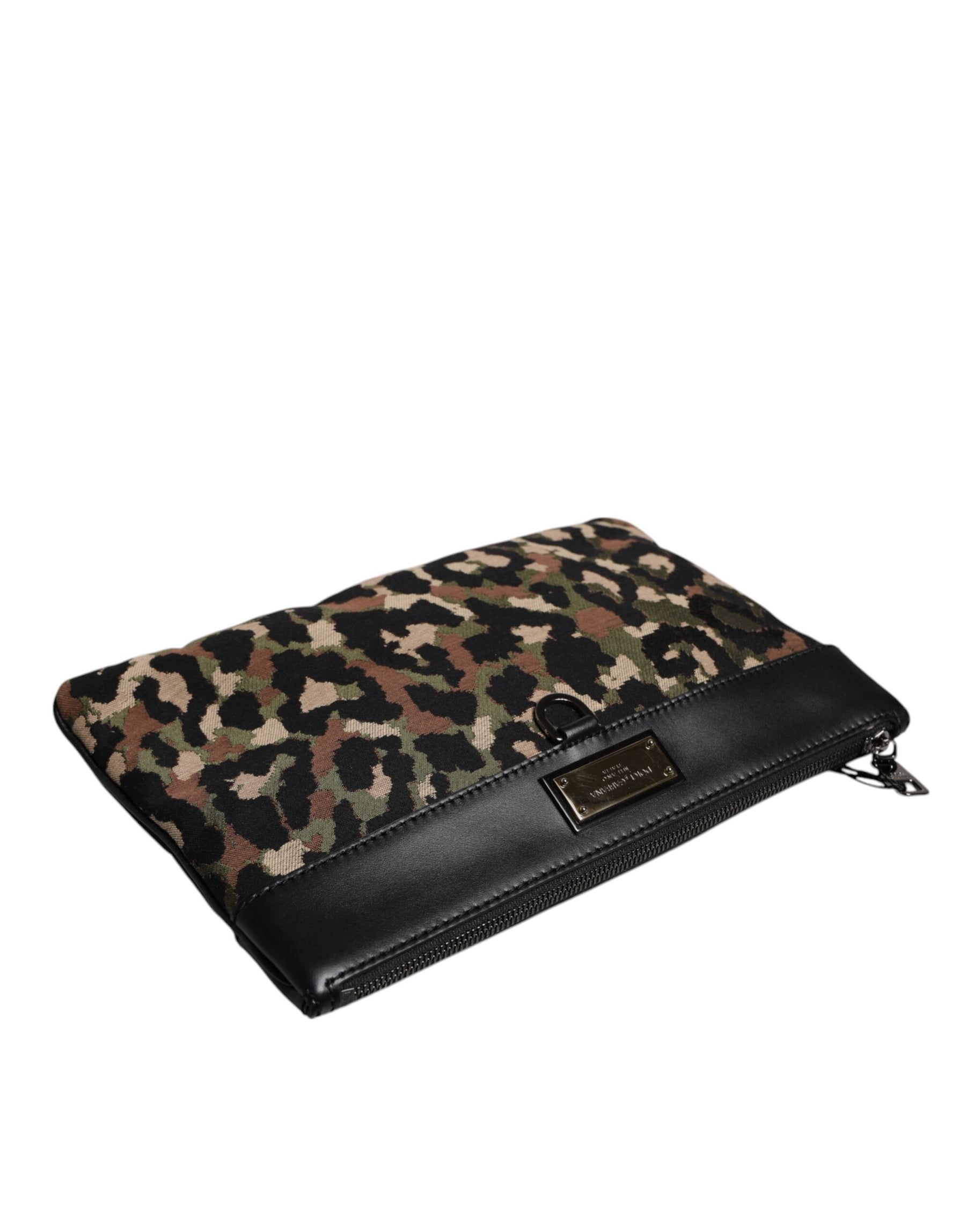 Dolce & Gabbana Multicolor Leopard Print Jacquard Logo Plaque Pouch Bag | Regal Royce