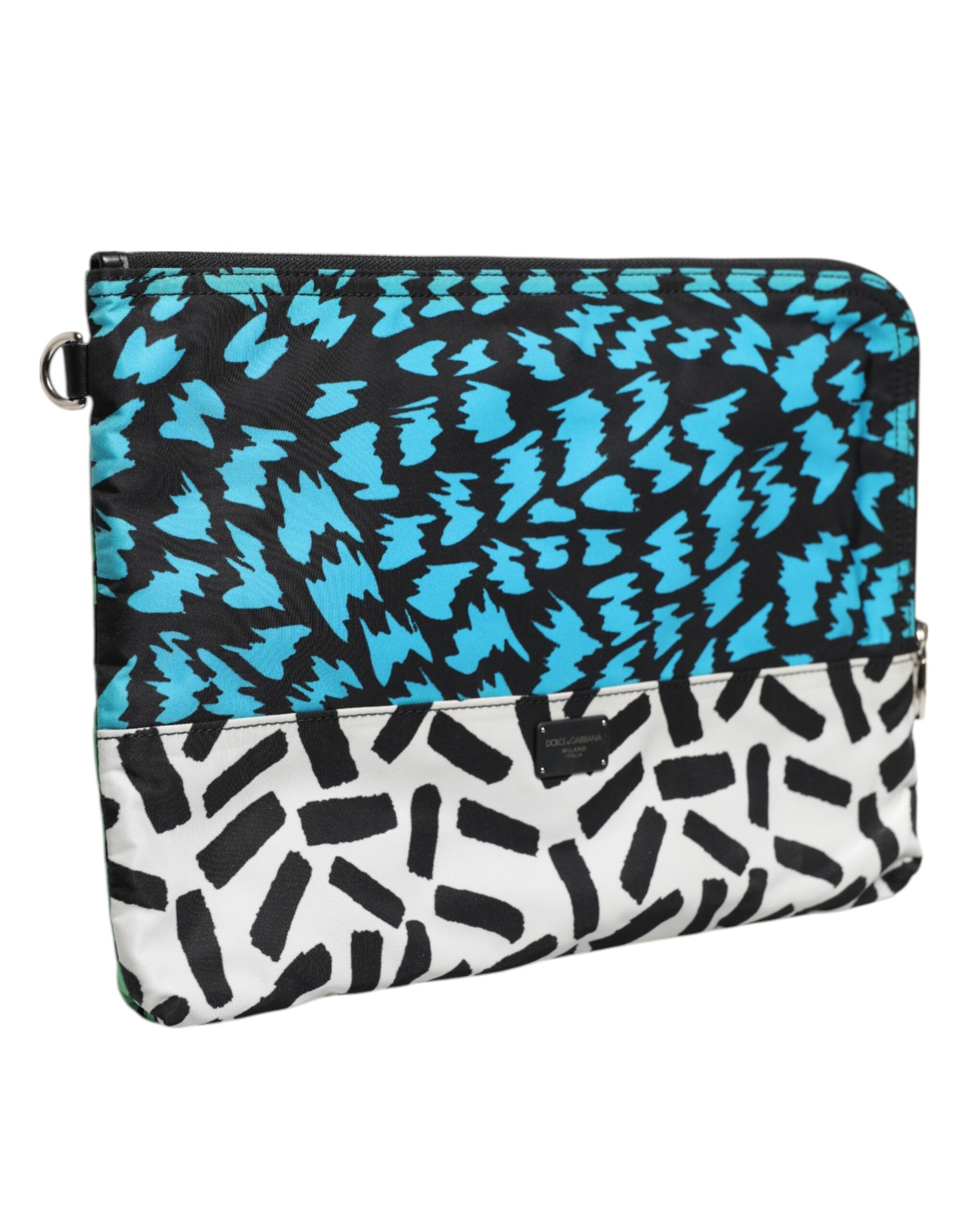 Dolce & Gabbana Multicolor Printed Nylon Logo Plaque Men Clutch Pouch Bag | Regal Royce