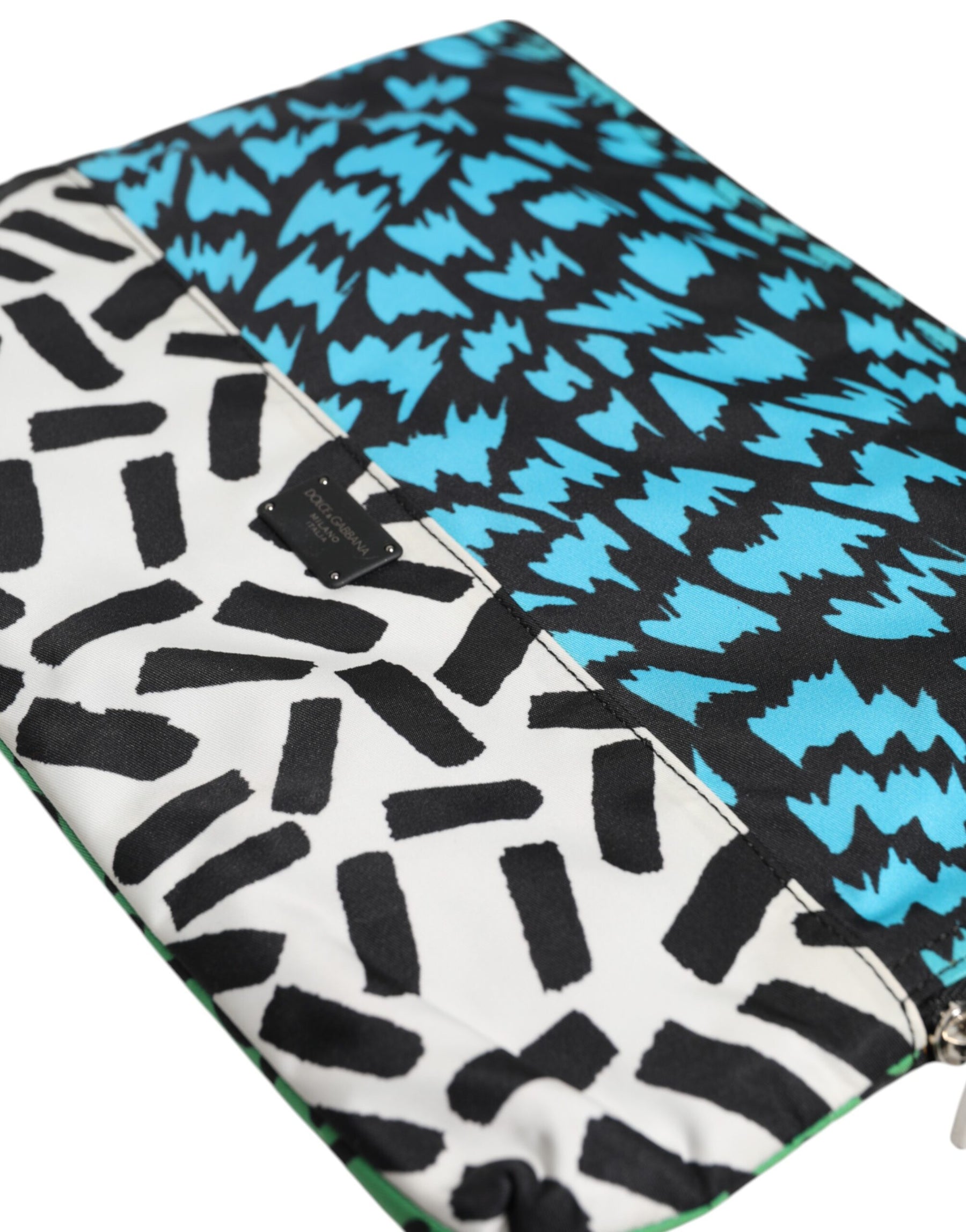 Dolce & Gabbana Multicolor Printed Nylon Logo Plaque Men Clutch Pouch Bag | Regal Royce