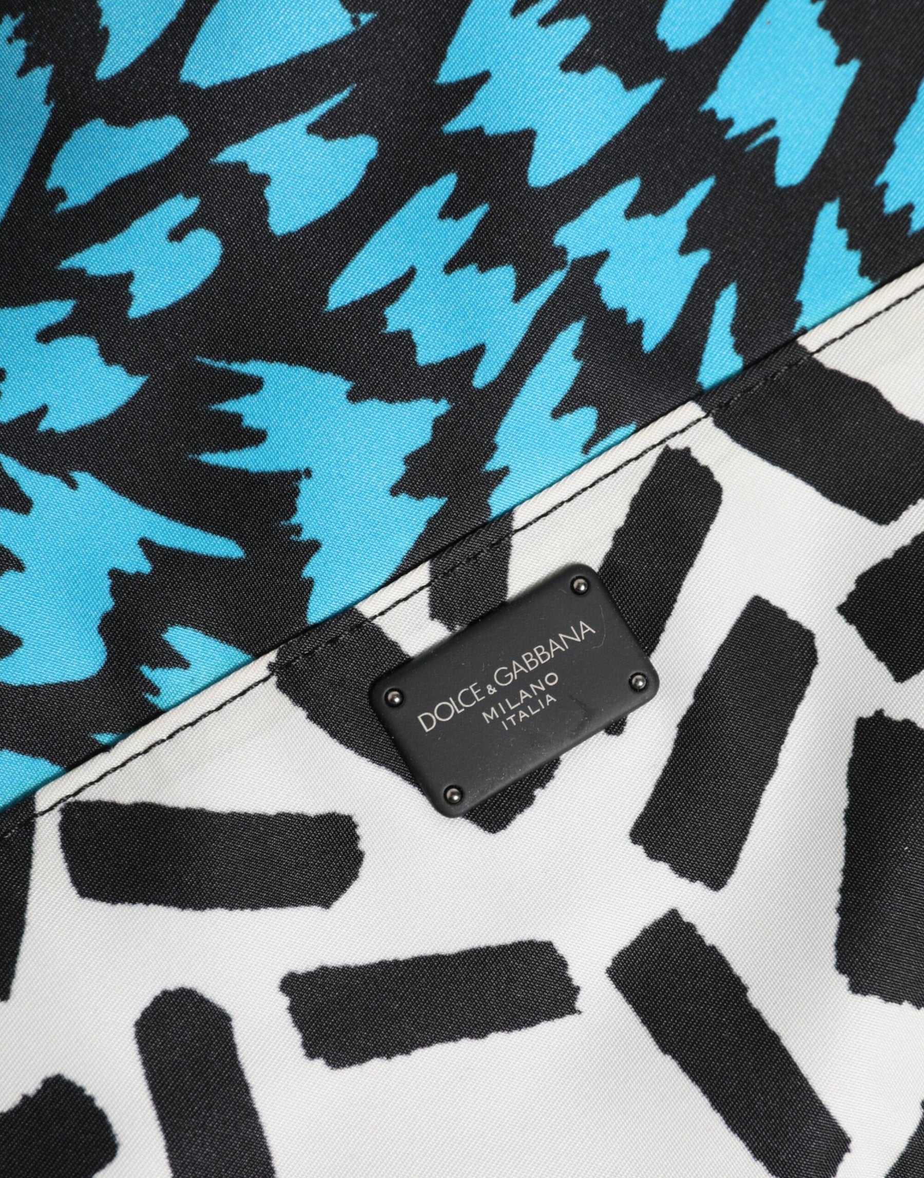 Dolce & Gabbana Multicolor Printed Nylon Logo Plaque Men Clutch Pouch Bag | Regal Royce