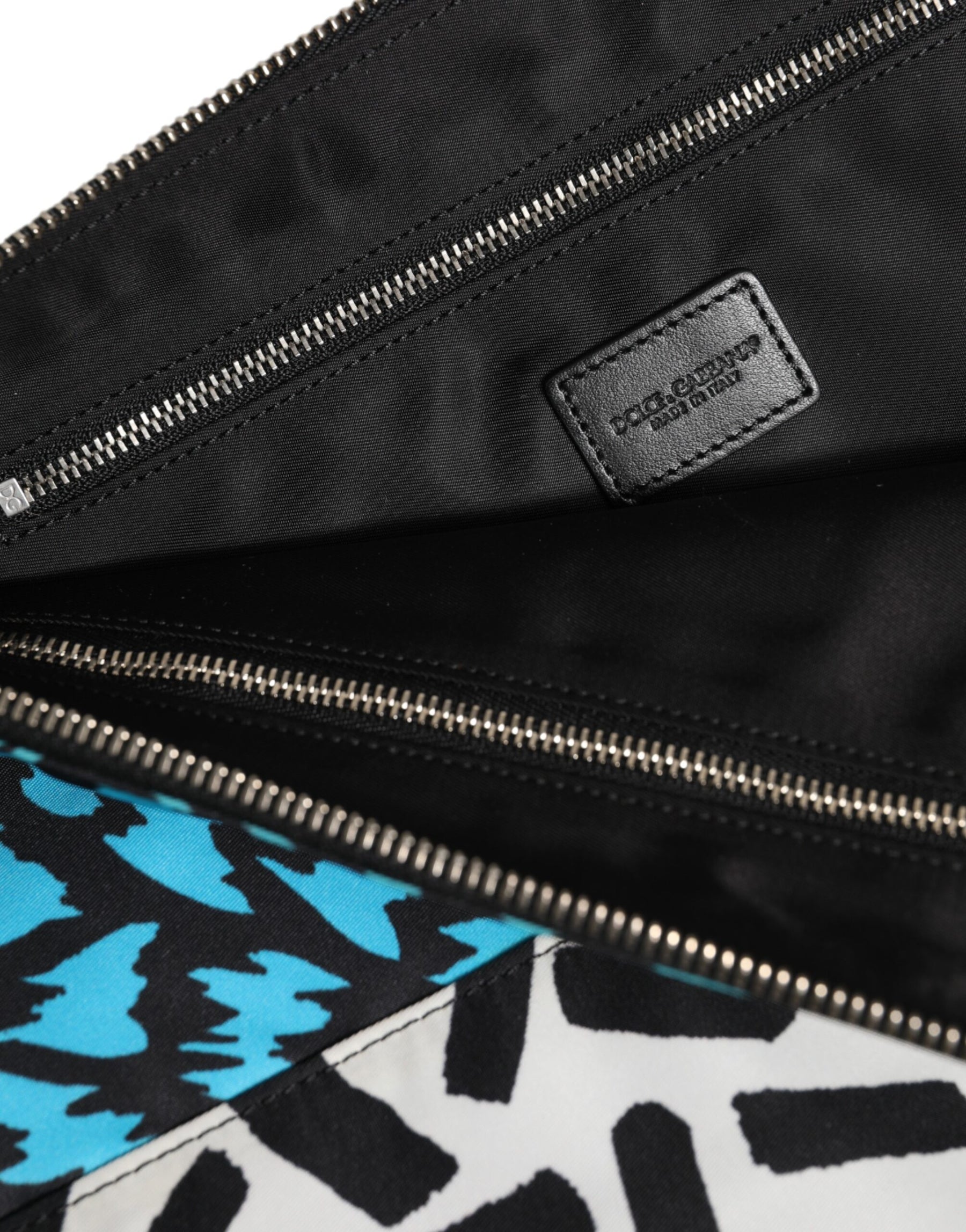Dolce & Gabbana Multicolor Printed Nylon Logo Plaque Men Clutch Pouch Bag | Regal Royce