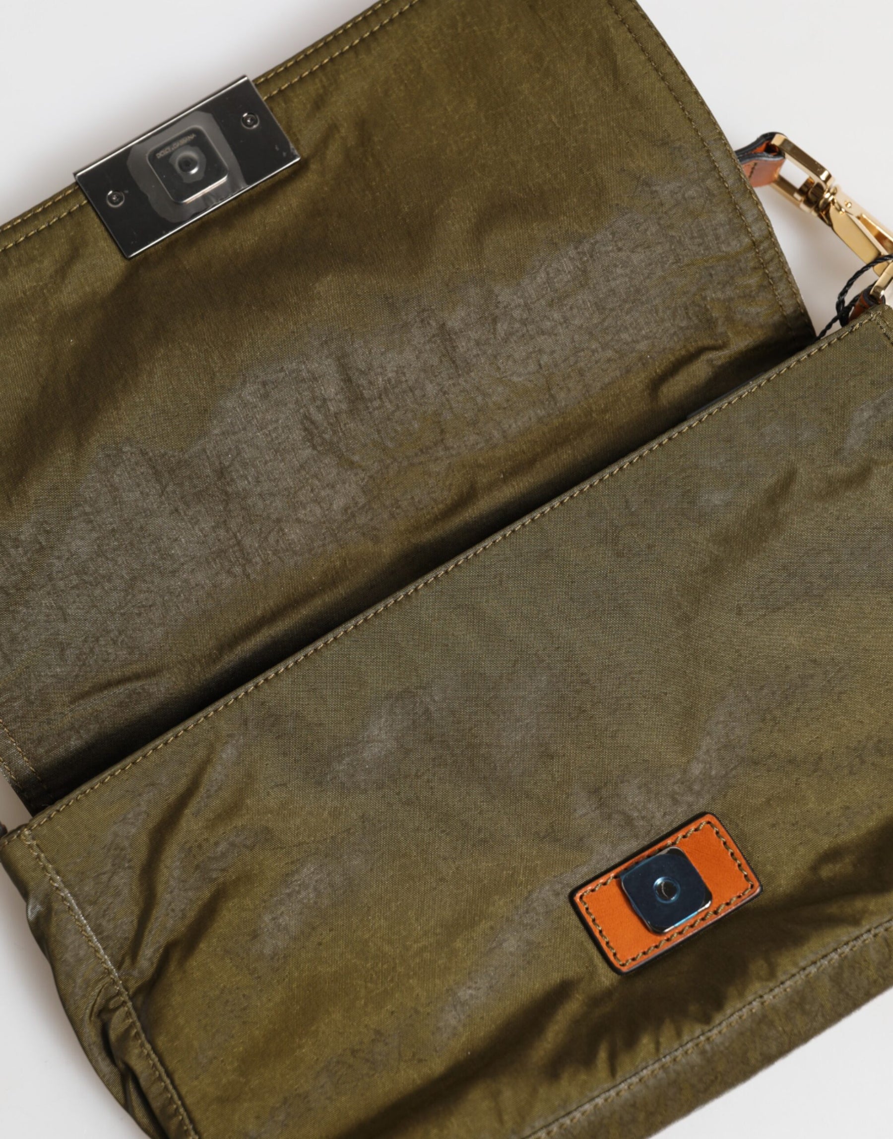 Dolce & Gabbana Dark Green Nylon Logo Plaque Shoulder Strap Borse Bag | Regal Royce