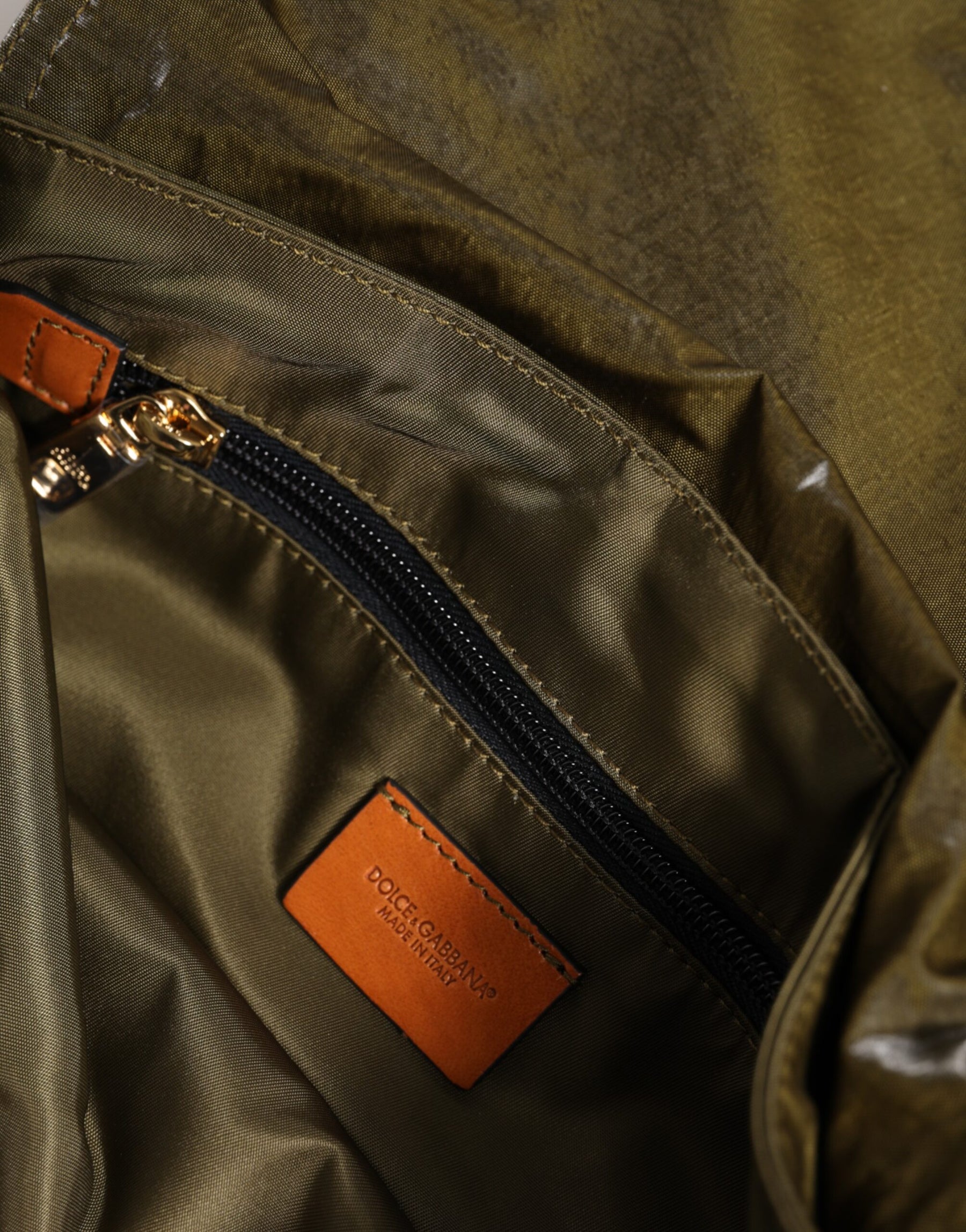 Dolce & Gabbana Dark Green Nylon Logo Plaque Shoulder Strap Borse Bag | Regal Royce