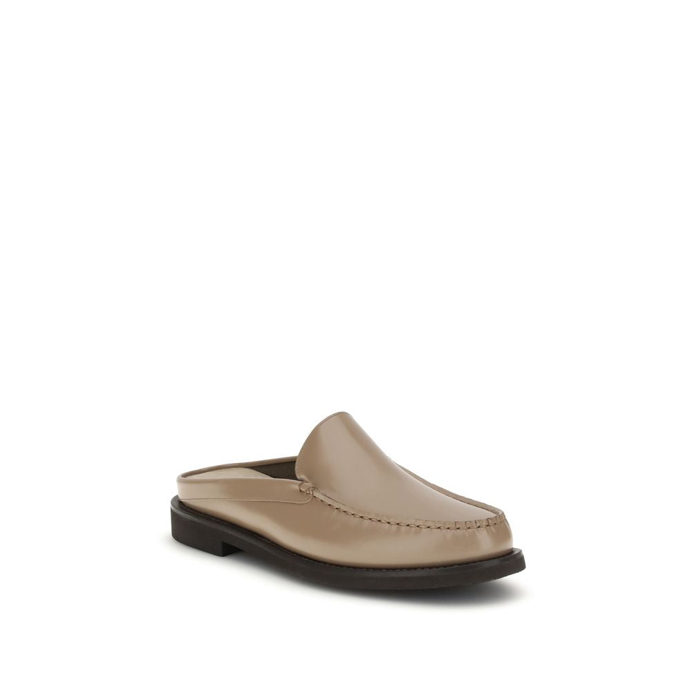 Brunello Cucinelli Beige Calf Leather Bos Taurus Mules | Regal Royce