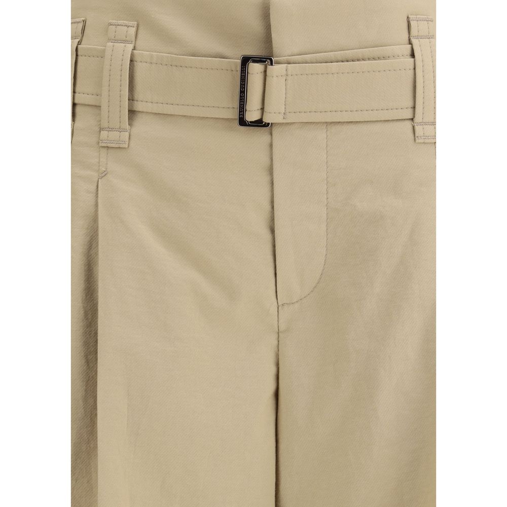 Brunello Cucinelli Beige Cotton Cropped Pants | Regal Royce