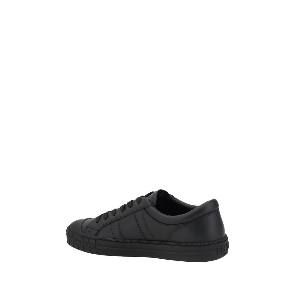 Fendi Black Calf Leather Bos Taurus Athletic Sneakers | Regal Royce