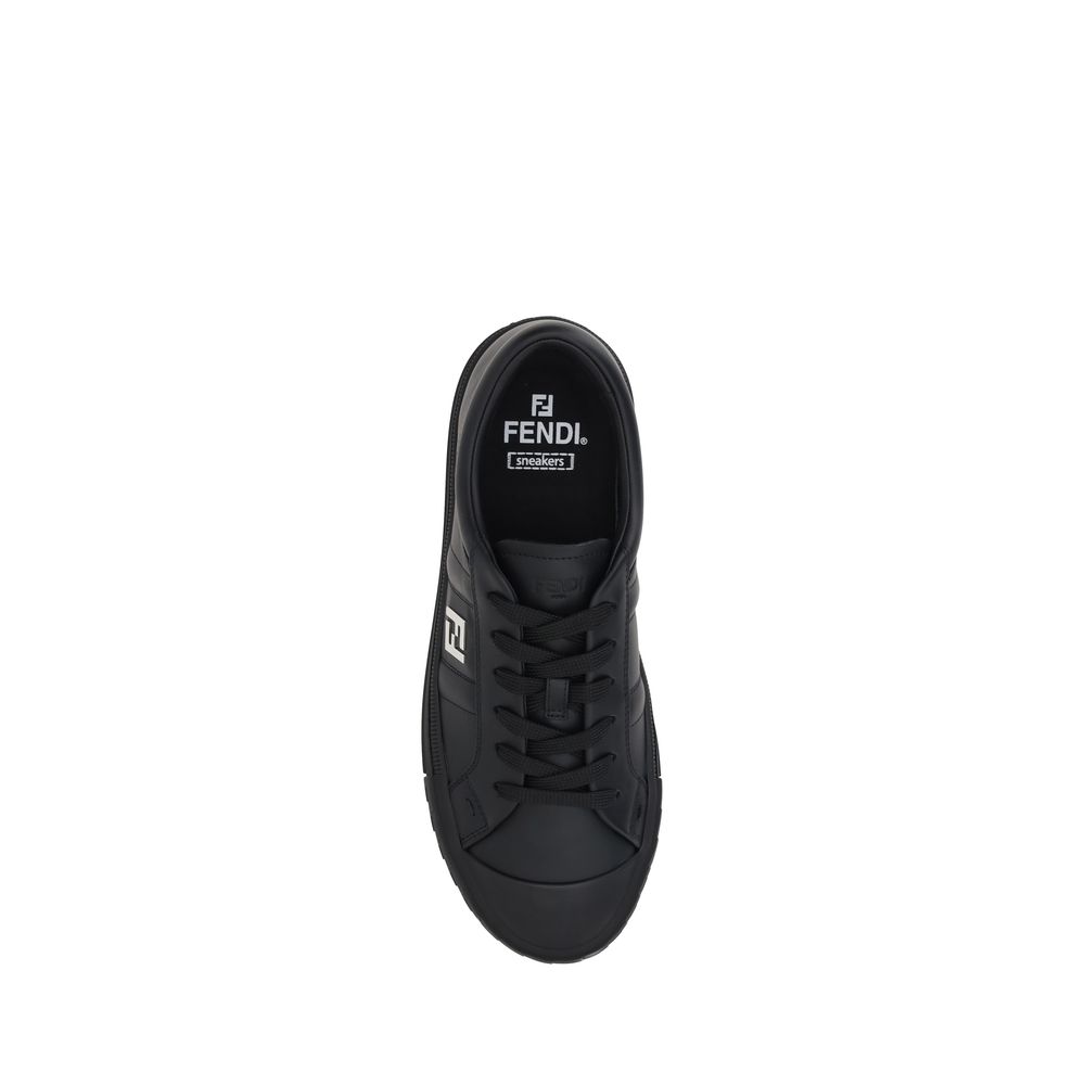 Fendi Black Calf Leather Bos Taurus Athletic Sneakers | Regal Royce