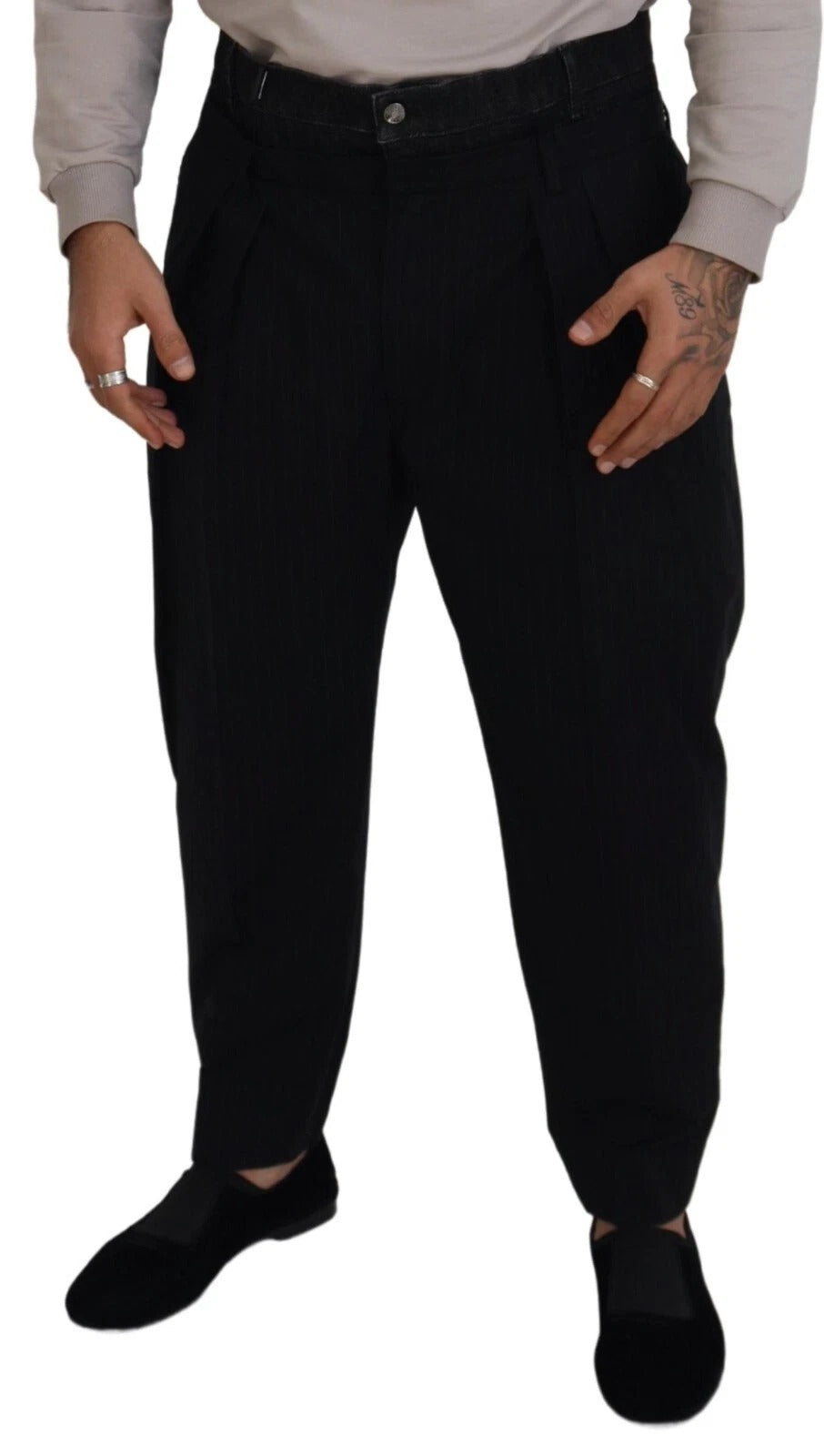 Dolce & Gabbana Black CottonStretch Loose DenimTrouser Jeans | Regal Royce