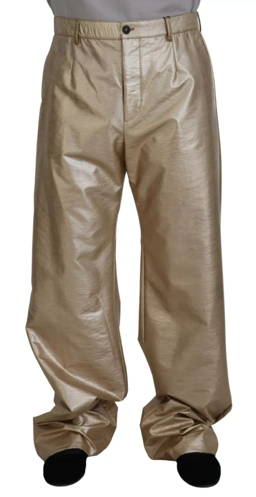 Dolce & Gabbana Metallic Gold Polyester StraightTrouser Pants | Regal Royce