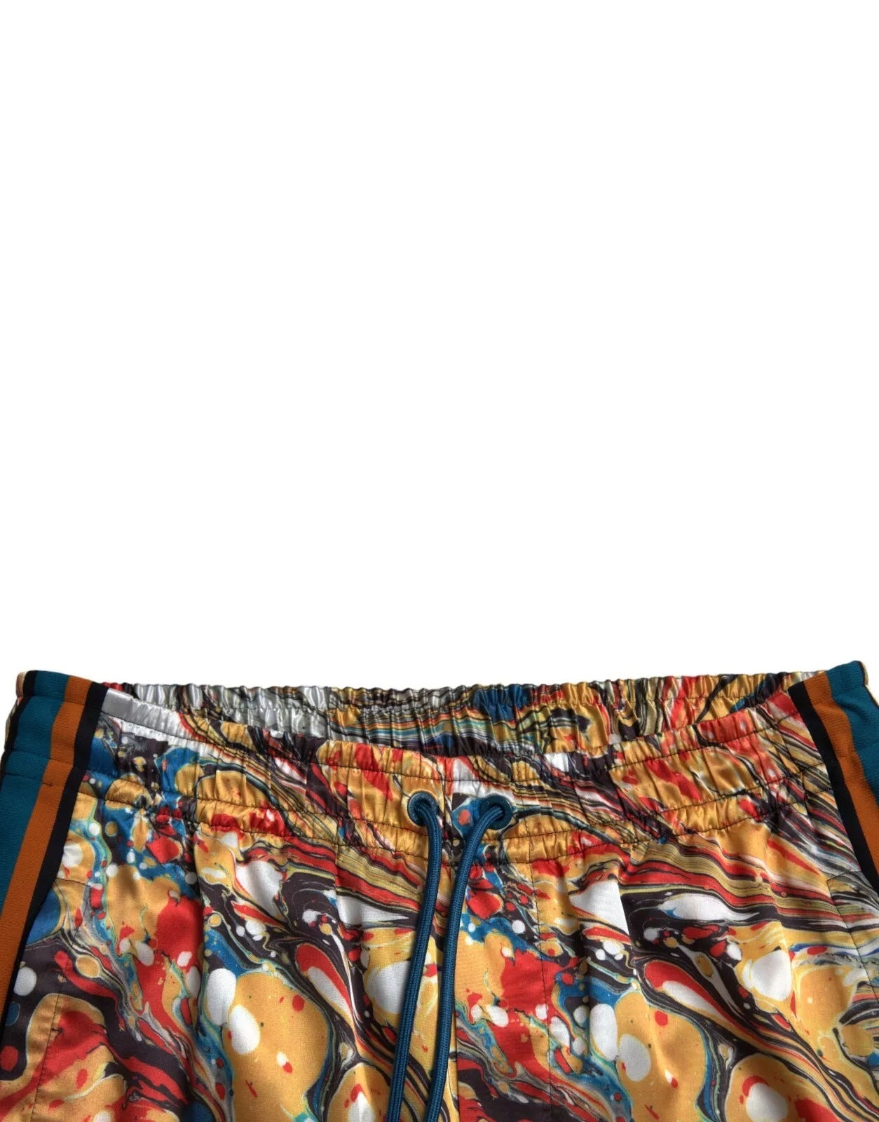 Dolce & Gabbana Multicolor Marble Print Satin Trouser Pants | Regal Royce