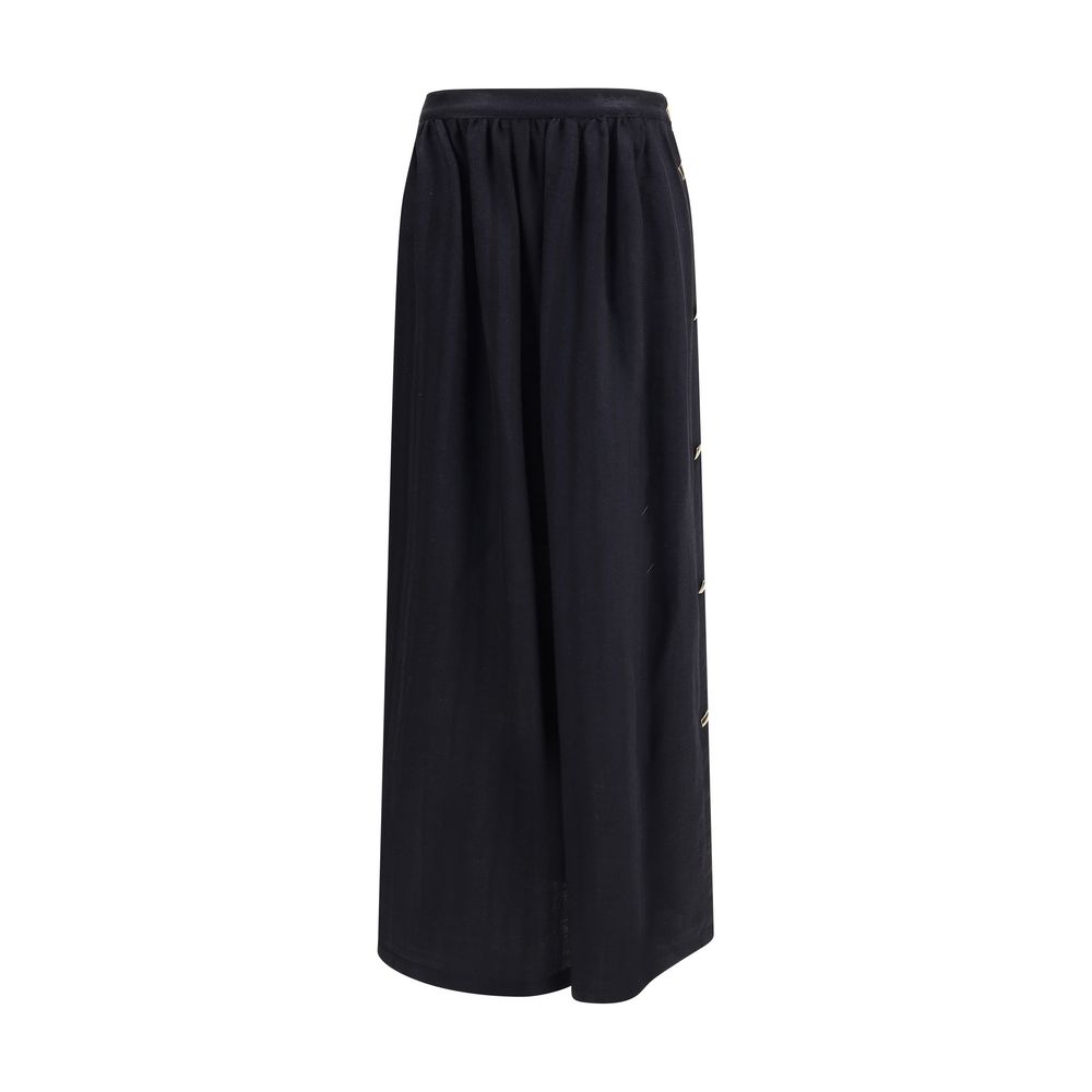 Kristina Ti Black Fleece Wool Long Skirt | Regal Royce