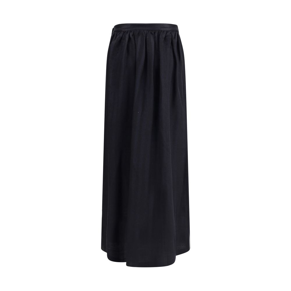 Kristina Ti Black Fleece Wool Long Skirt | Regal Royce
