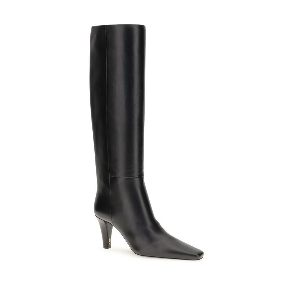 Saint Laurent Black Leather High Heel Boots | Regal Royce