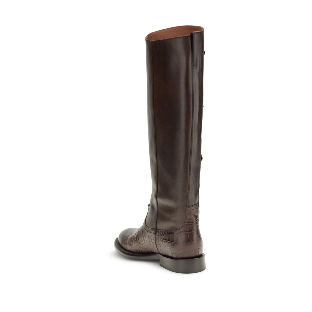 Paris Texas Brown Leather Lace-Up Boots | Regal Royce