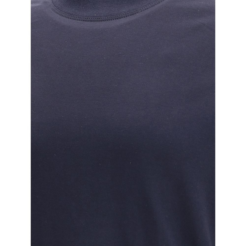 Brunello Cucinelli Blue Cotton Long Sleeve T-Shirt