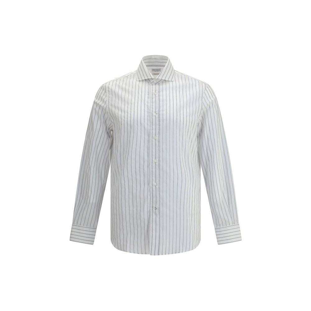 Brunello Cucinelli White Cotton Pattern Shirt | Regal Royce