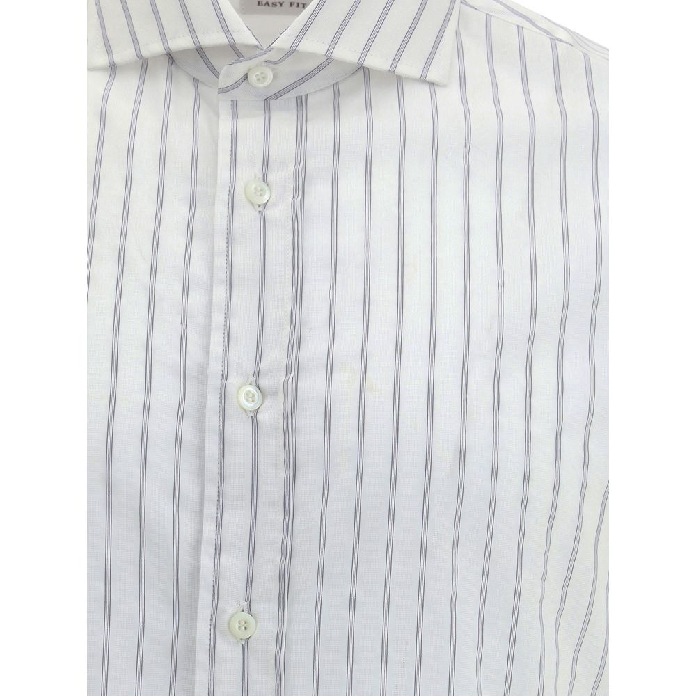 Brunello Cucinelli White Cotton Pattern Shirt | Regal Royce