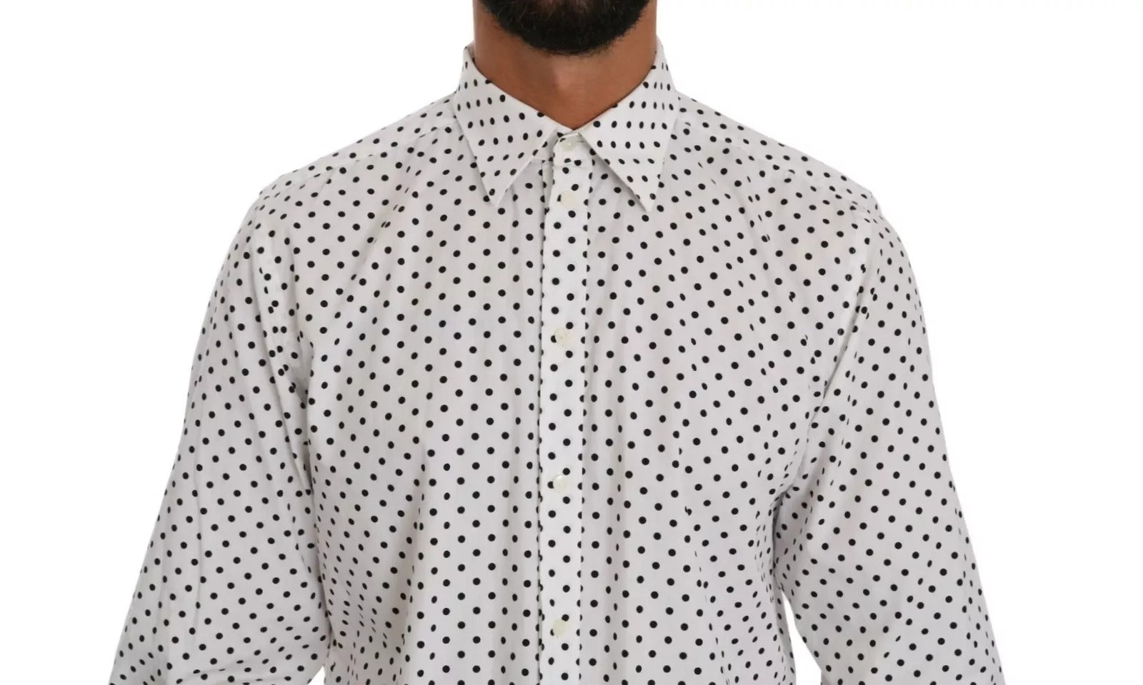 Dolce & Gabbana White Dotted Dress Formal MARTINI Shirt | Regal Royce