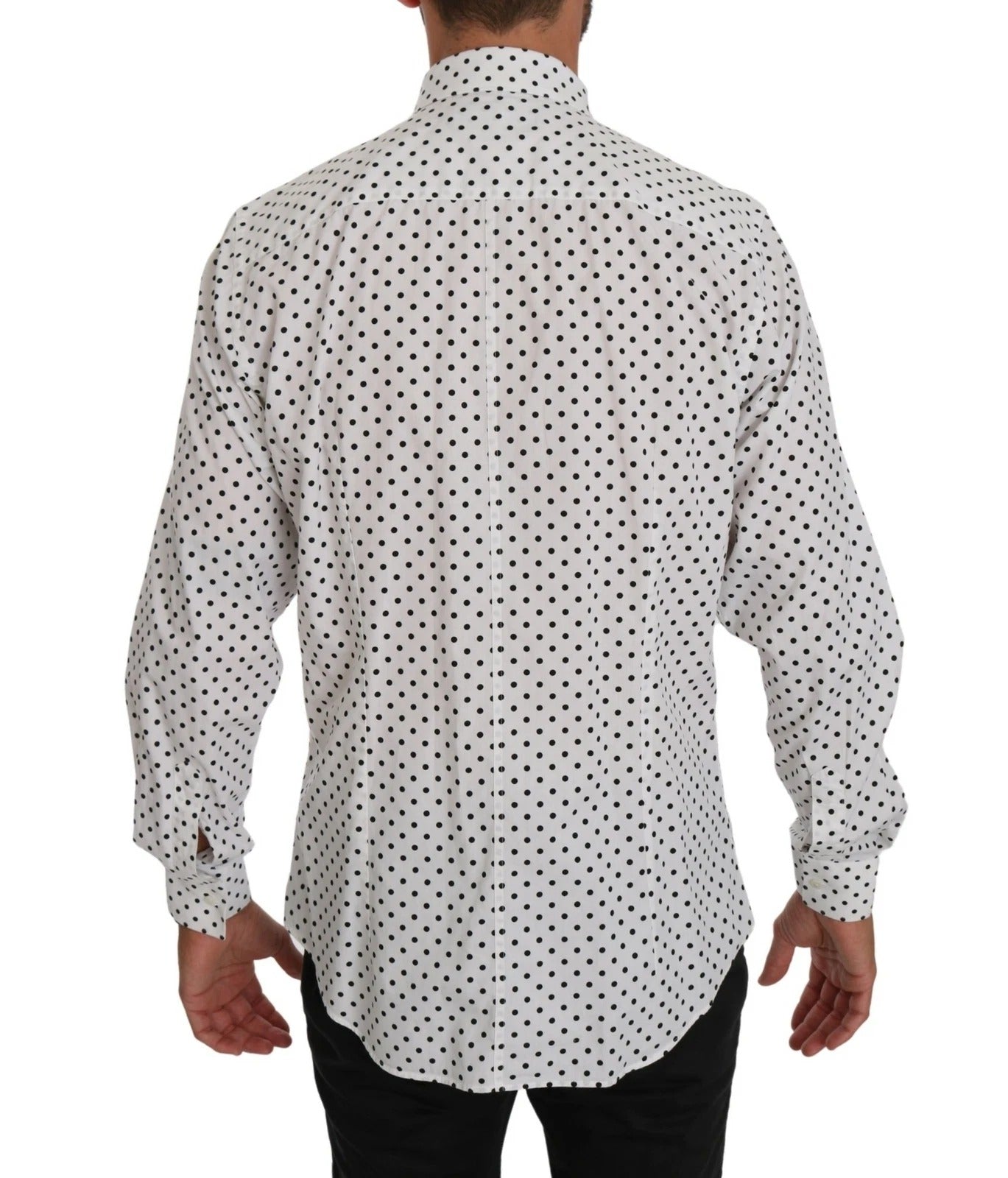 Dolce & Gabbana White Dotted Dress Formal MARTINI Shirt | Regal Royce