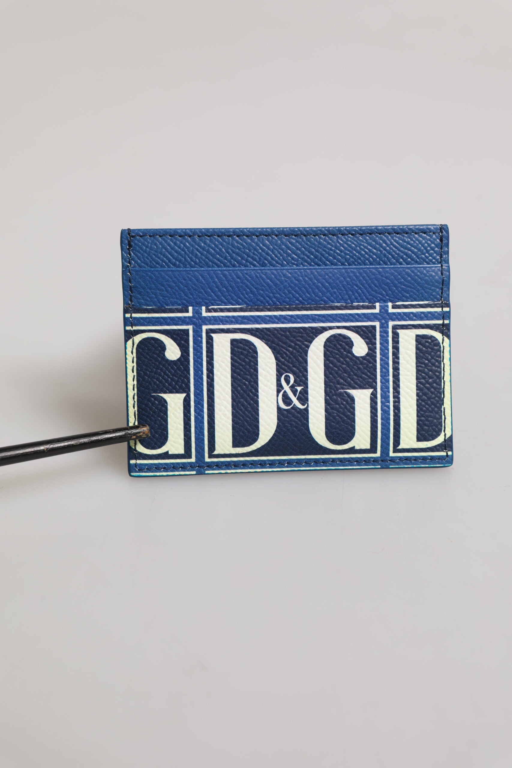 Dolce & Gabbana Blue Calf Leather DG Logo Print Monogram Card Holder Wallet | Regal Royce