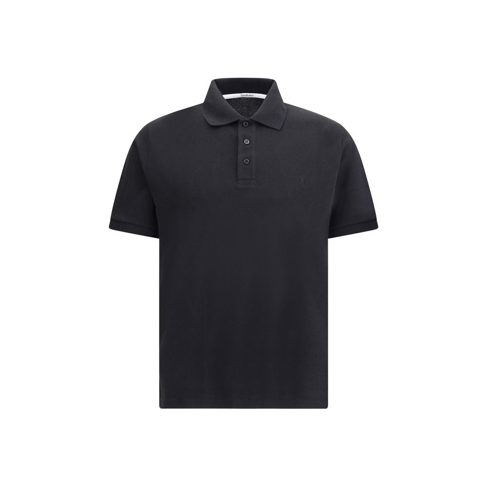 Saint Laurent Black Cotton Polo Shirt | Regal Royce