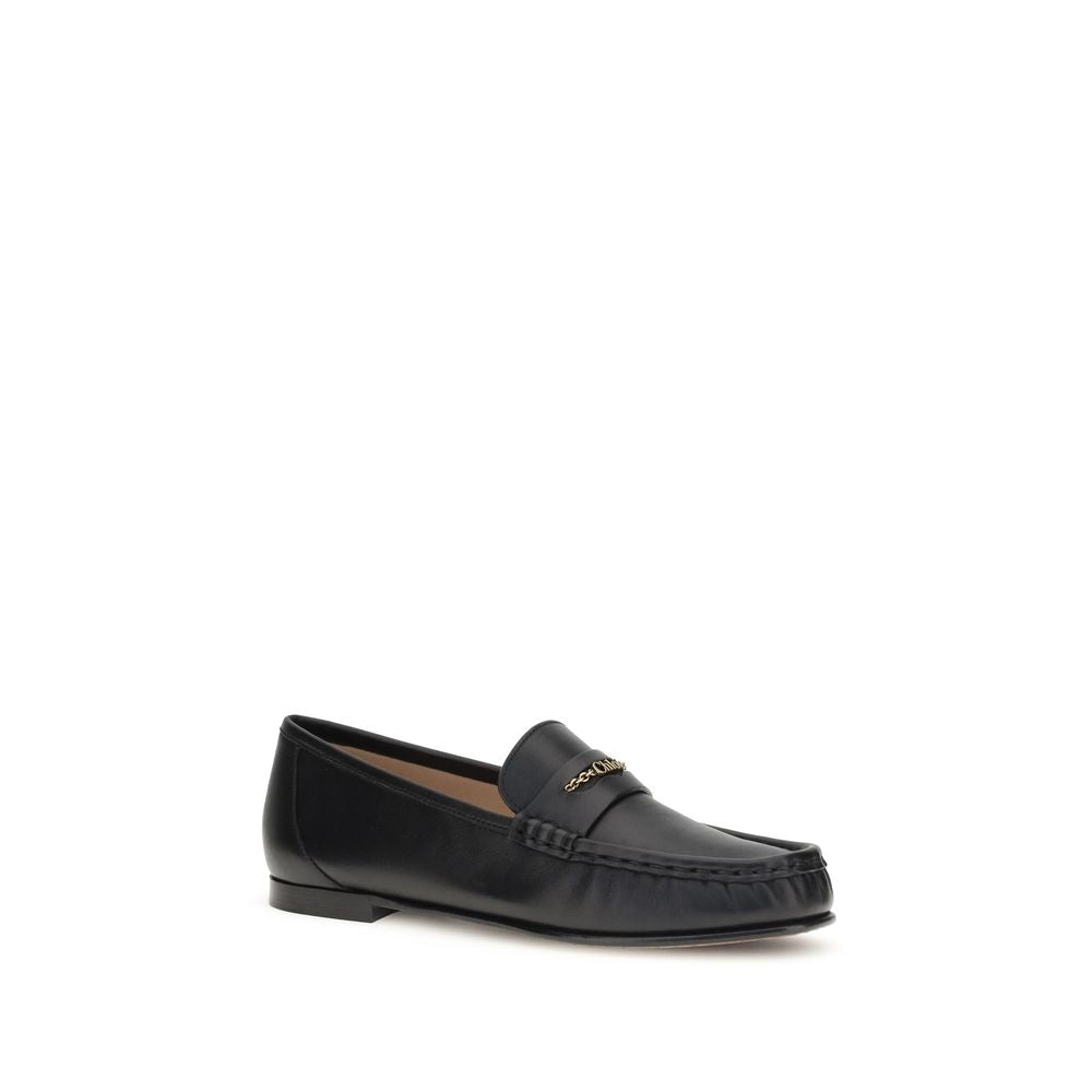 Chloé Black Calf Leather Bos Taurus Slip-On Loafers | Regal Royce