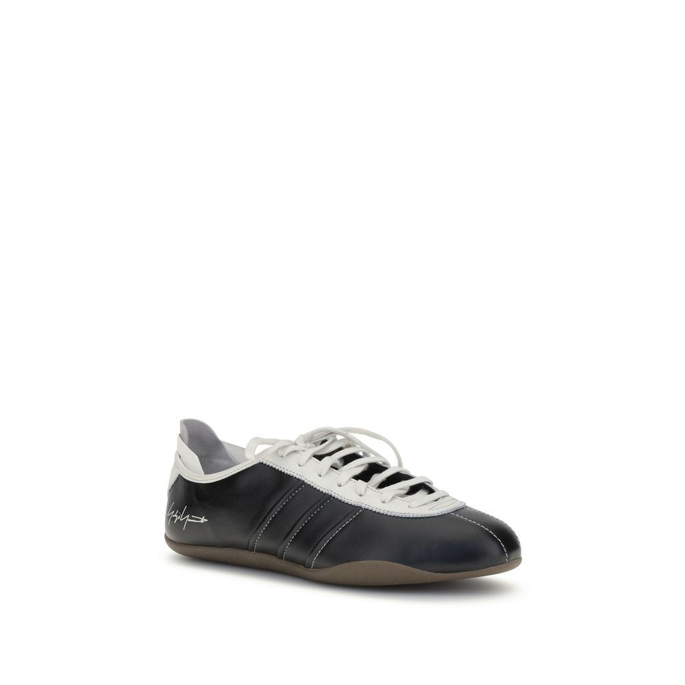 Y-3 Black Calf Leather Bos Taurus Low Top Sneakers | Regal Royce