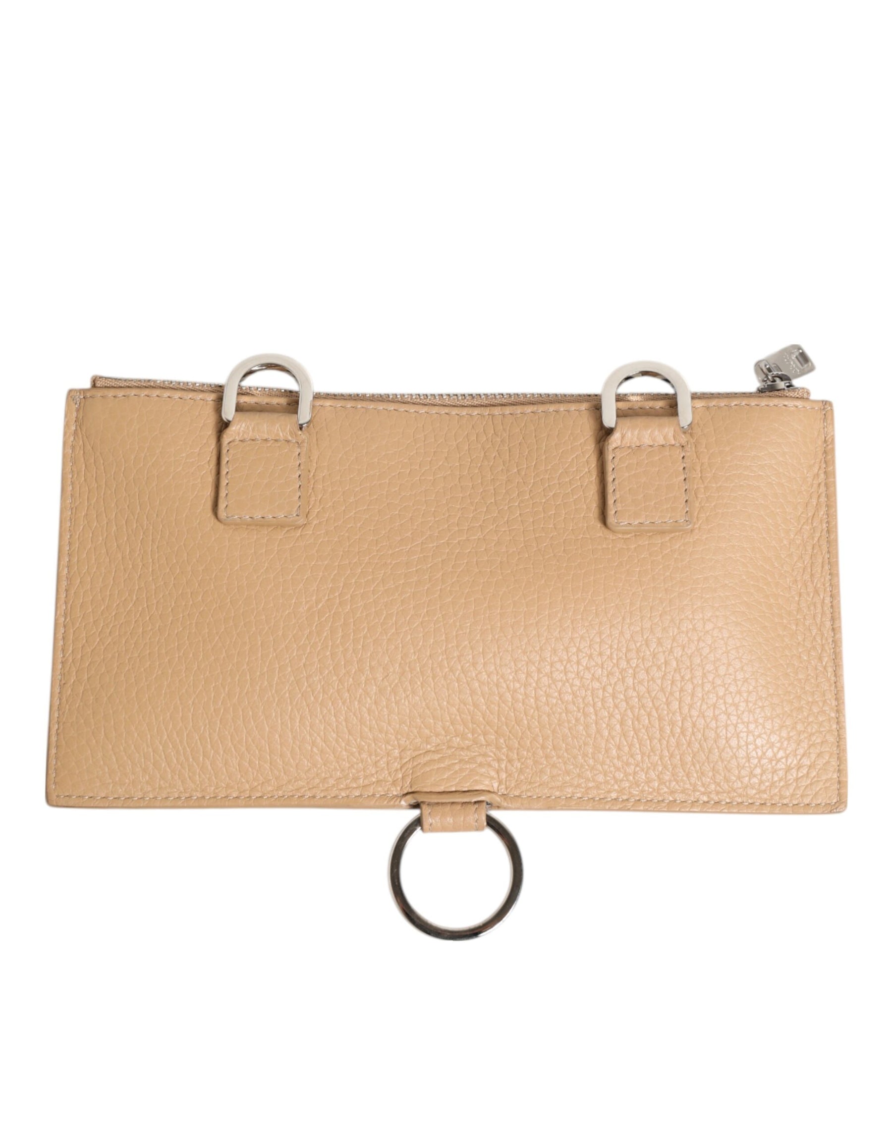 Dolce & Gabbana Beige Calfskin Leather Large Crossbody Card Holder Wallet | Regal Royce
