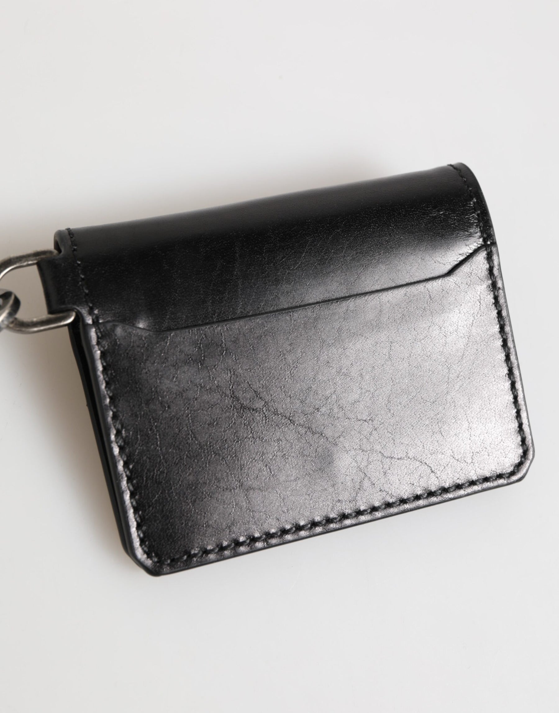 Dolce & Gabbana Wallet Black Leather Logo Embossed Key Chain Card Holder Wallet | Regal Royce