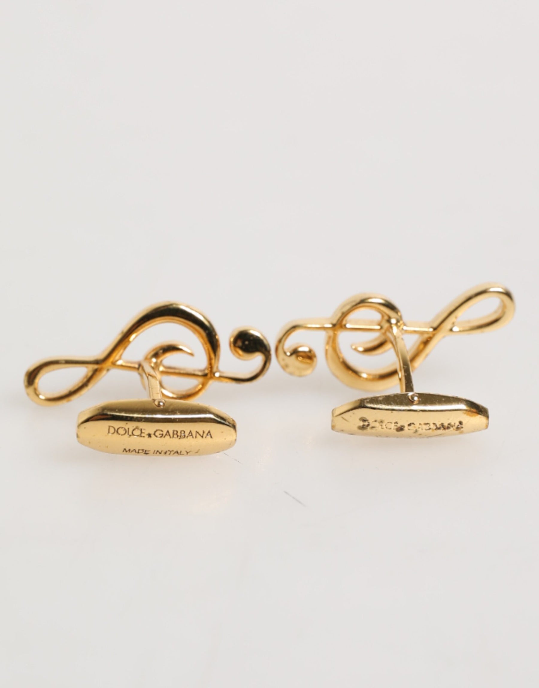 Dolce & Gabbana Gold Musical Note Metal Brass Pin Men Accessory Cufflinks | Regal Royce