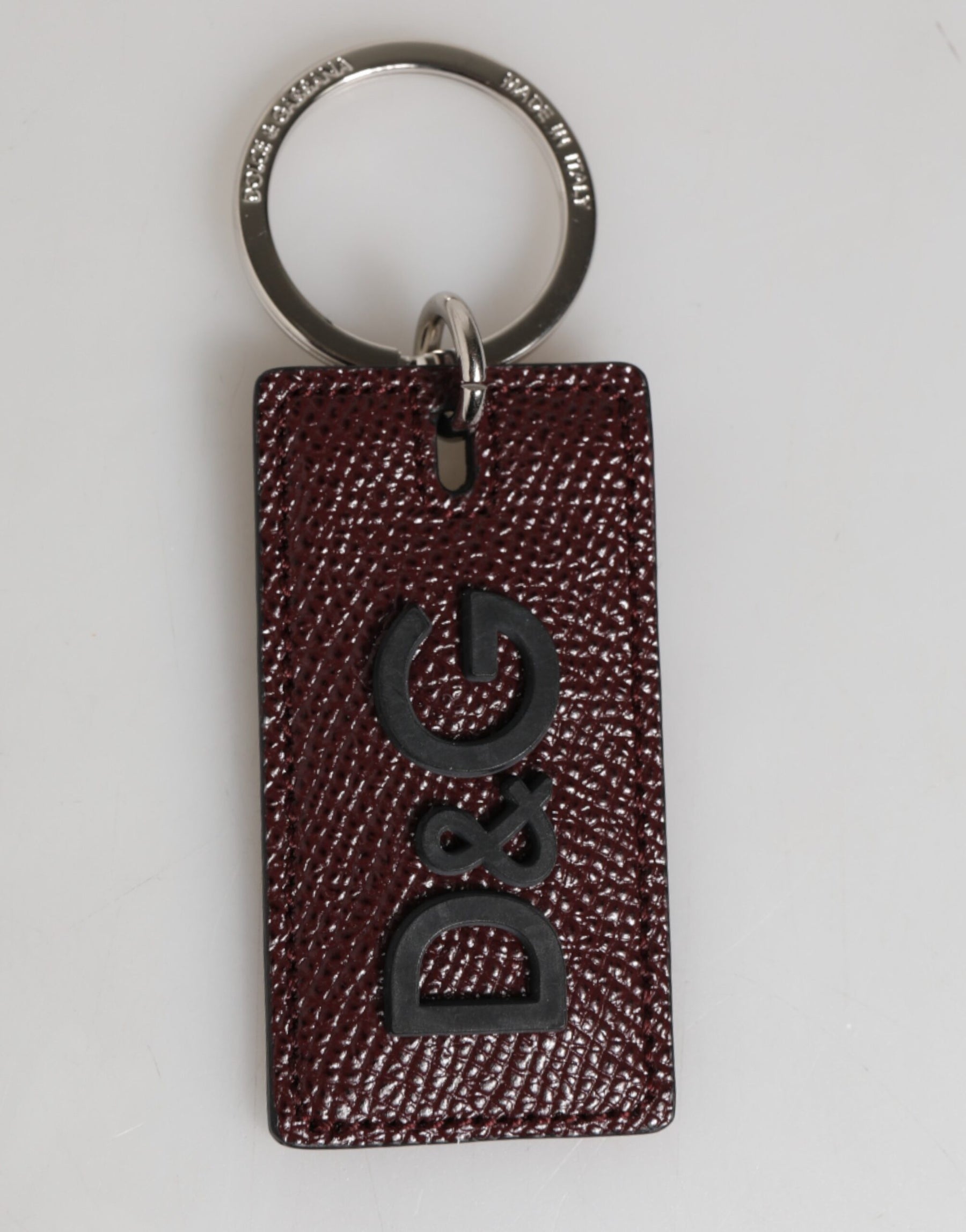 Dolce & Gabbana Dark Brown Leather Logo Metal Ring Men Keychain Keyring | Regal Royce