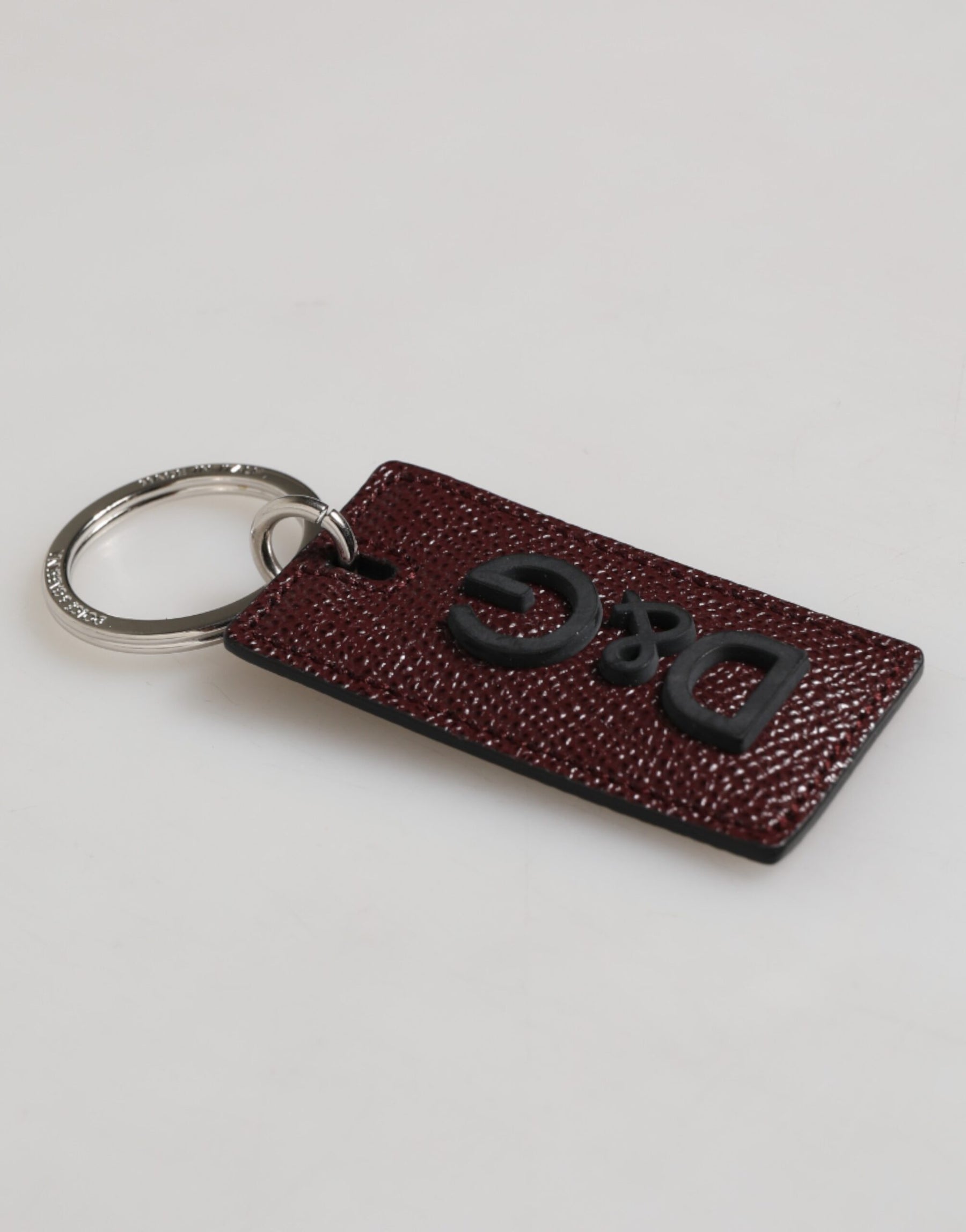 Dolce & Gabbana Dark Brown Leather Logo Metal Ring Men Keychain Keyring | Regal Royce