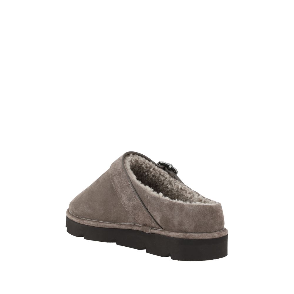 Brunello Cucinelli Gray Calf Leather Bos Taurus Clogs | Regal Royce