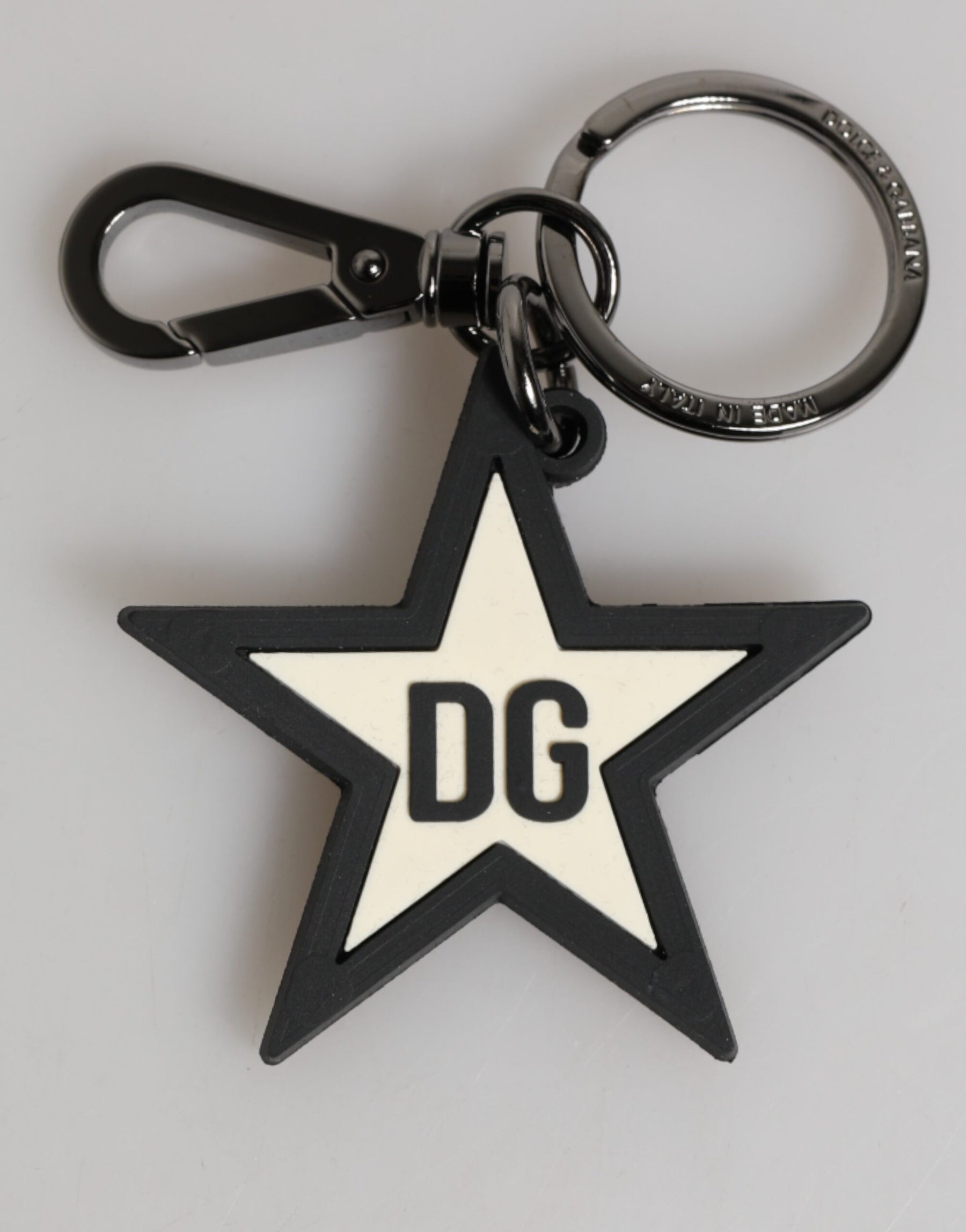 Dolce & Gabbana White Black DG Logo Star Rubber Men's Keychain Keyring | Regal Royce